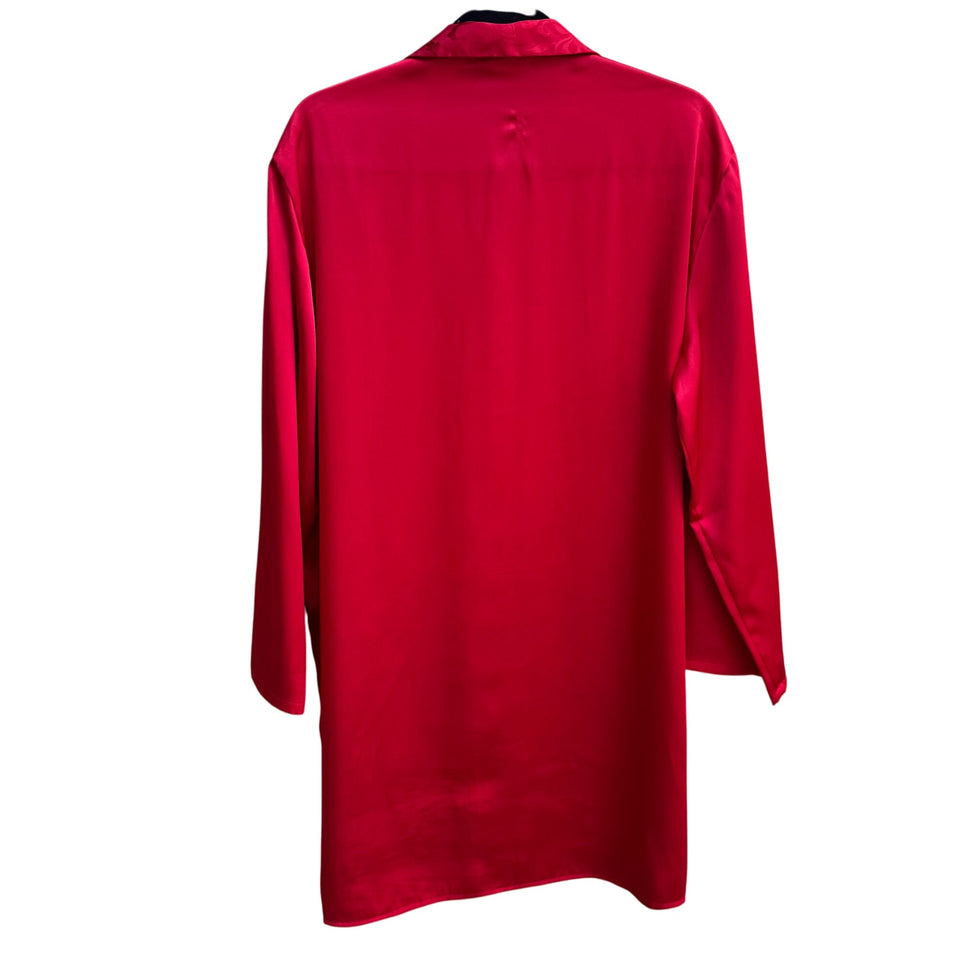 Secret Treasures Ladies Red Satin Button-Up Lightweight Sleepwear Shirt M