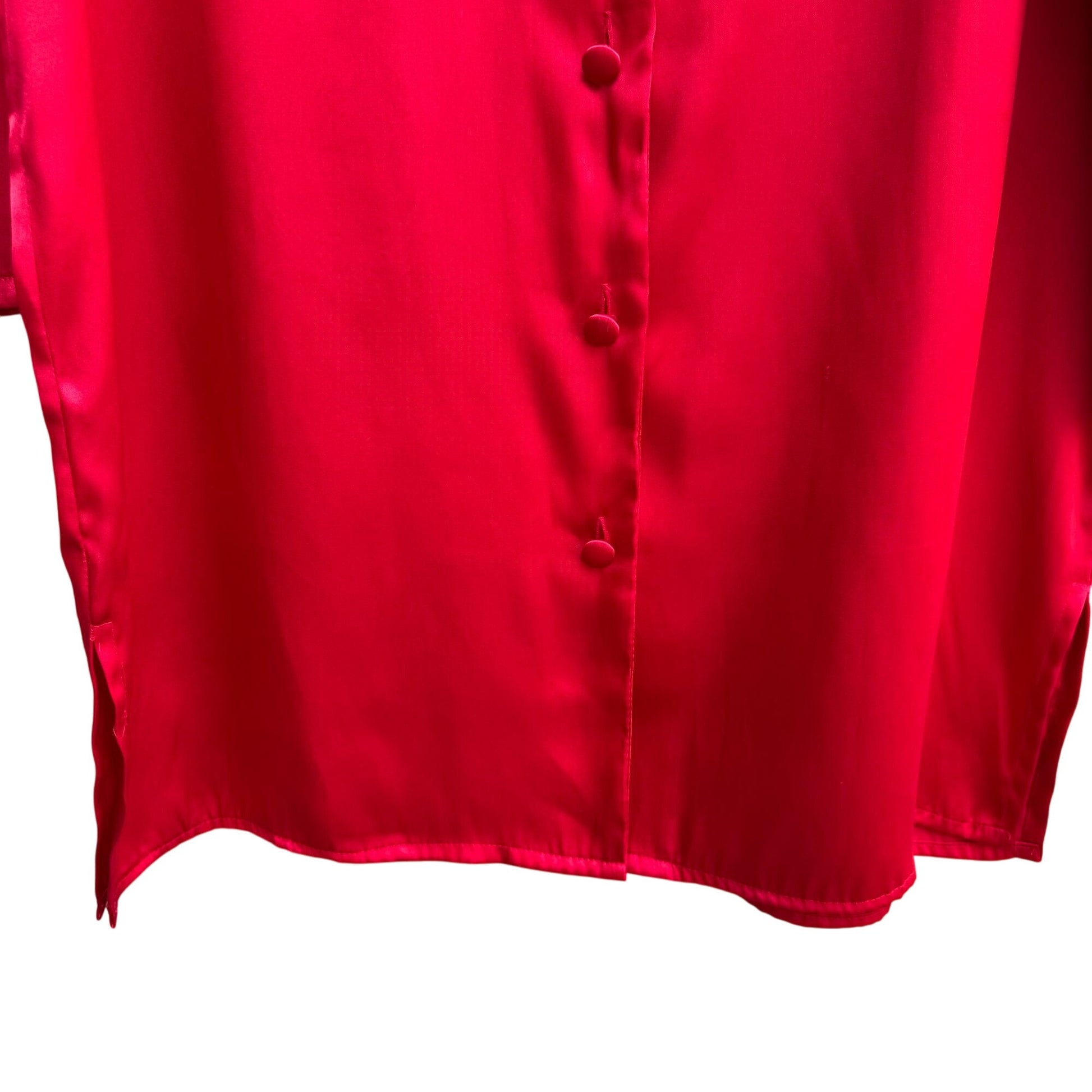 Secret Treasures Ladies Red Satin Button-Up Lightweight Sleepwear Shirt M