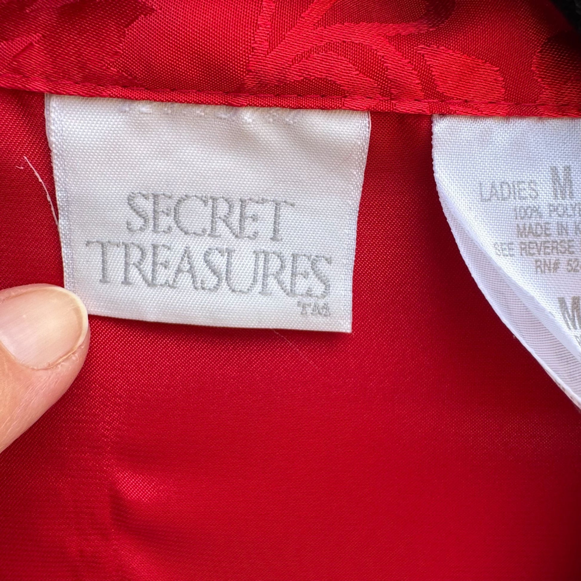 Secret Treasures Ladies Red Satin Button-Up Lightweight Sleepwear Shirt M