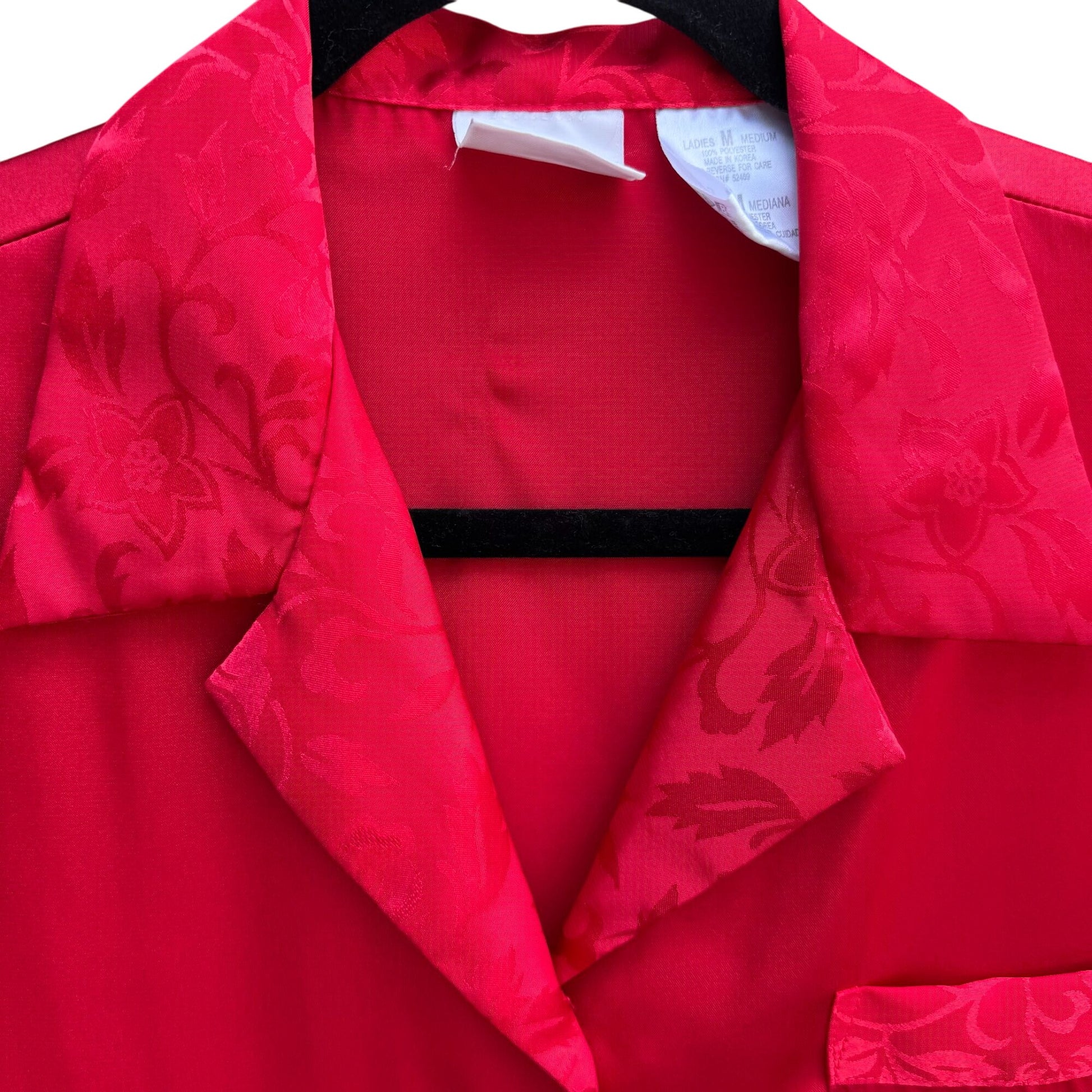 Secret Treasures Ladies Red Satin Button-Up Lightweight Sleepwear Shirt M