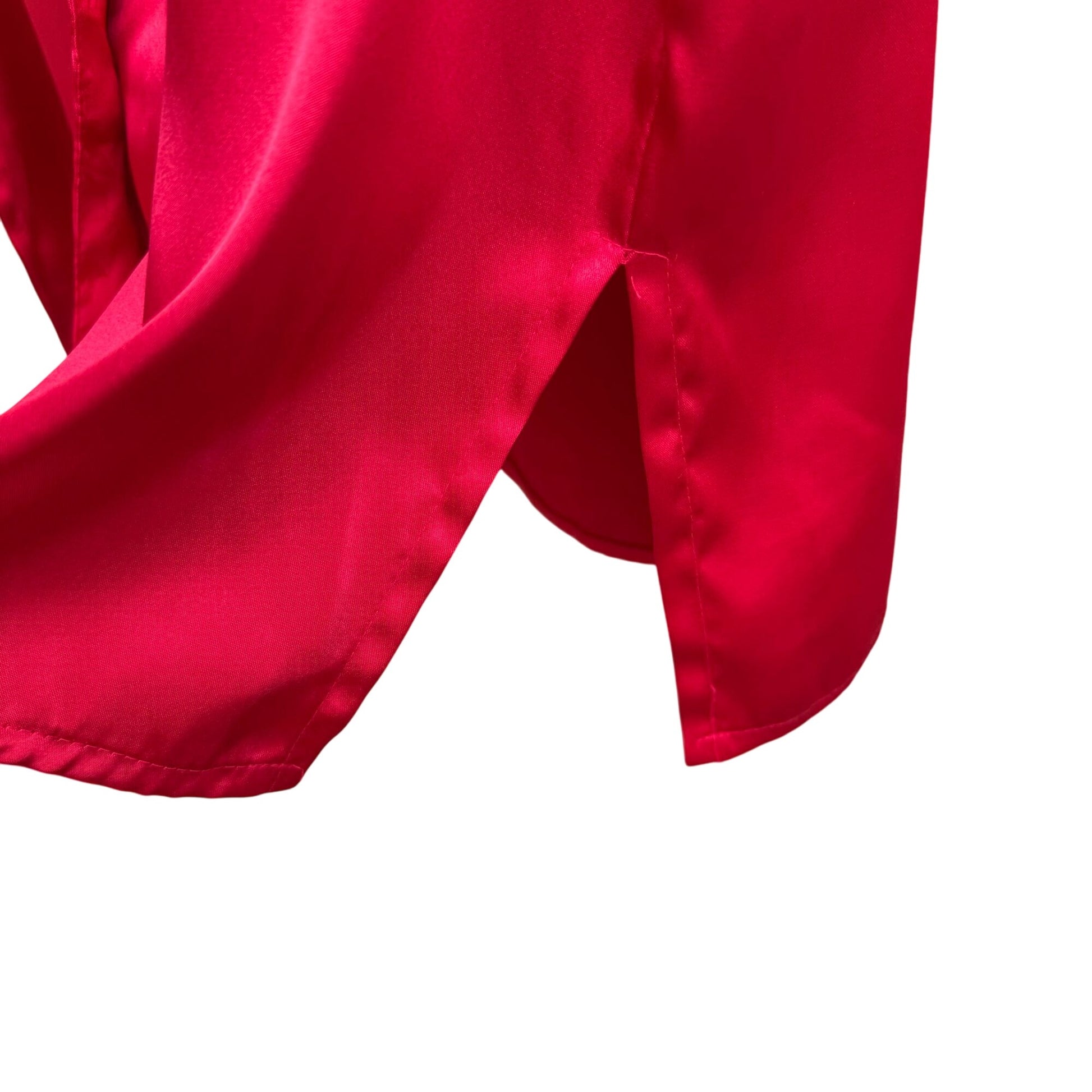 Secret Treasures Ladies Red Satin Button-Up Lightweight Sleepwear Shirt M