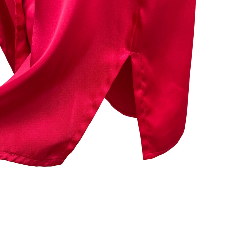Secret Treasures Ladies Red Satin Button-Up Lightweight Sleepwear Shirt M