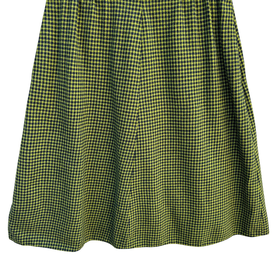 Pendleton Vintage Wool A-Line Skirt Green Black Houndstooth Pattern Womens S