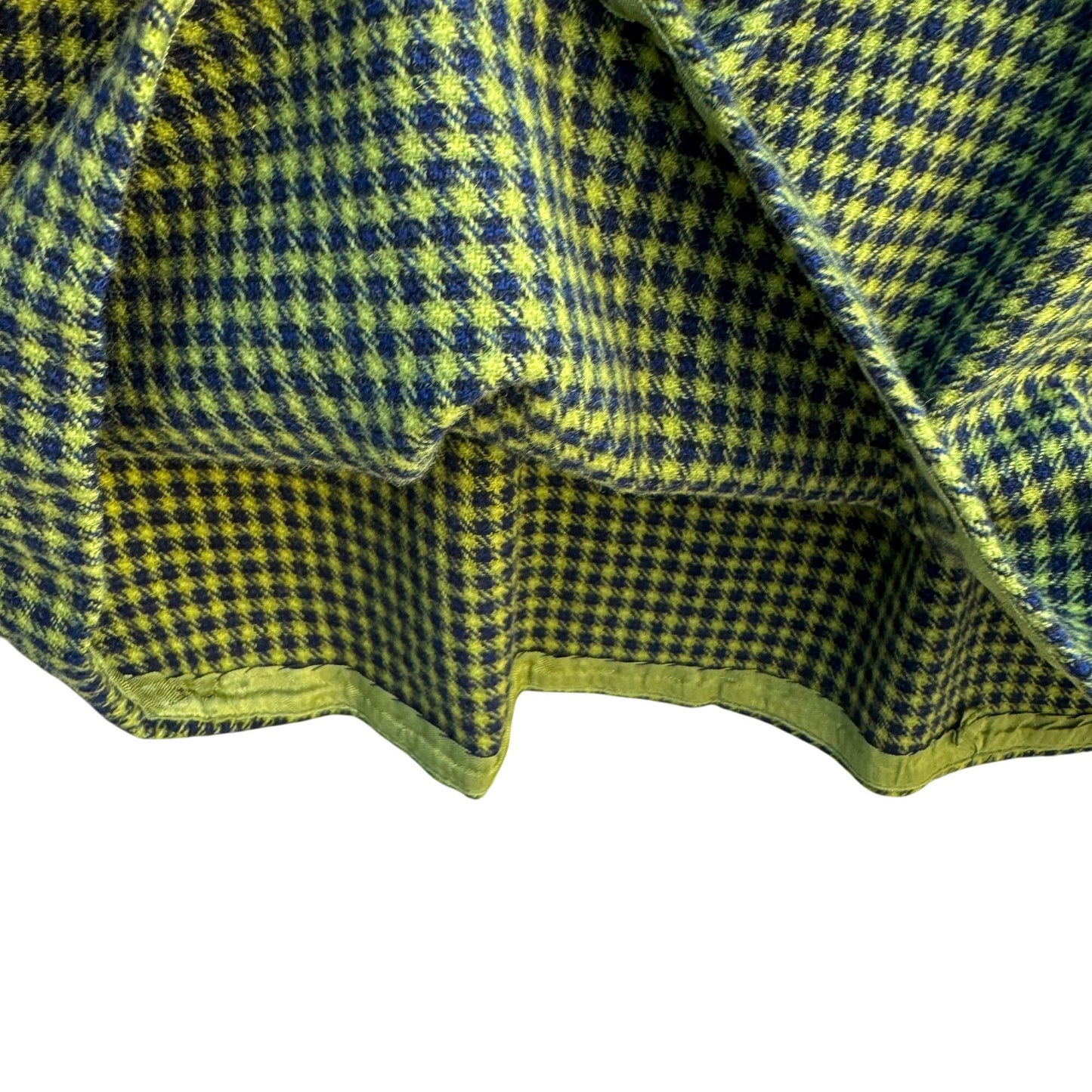 Pendleton Vintage Wool A-Line Skirt Green Black Houndstooth Pattern Womens S