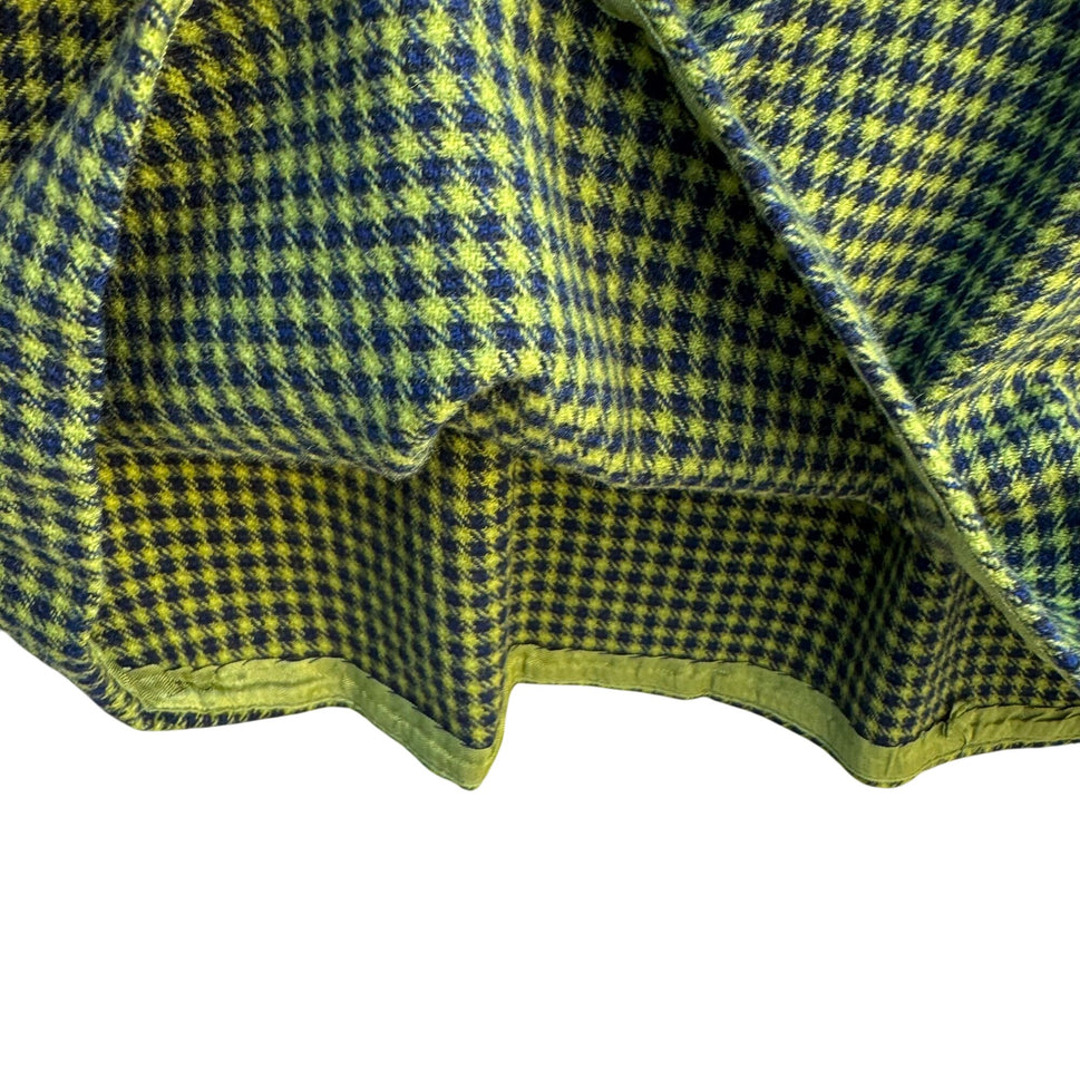 Pendleton Vintage Wool A-Line Skirt Green Black Houndstooth Pattern Womens S
