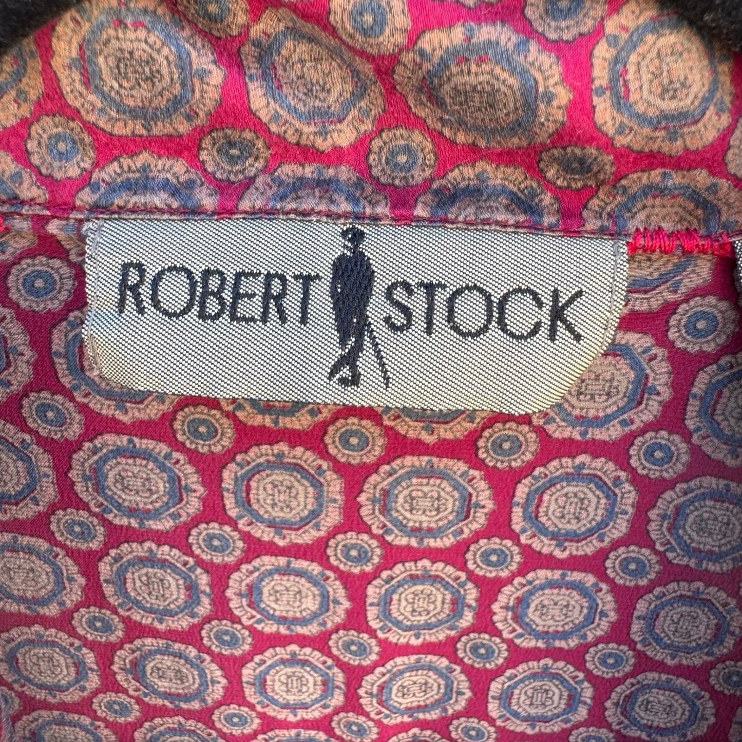 Robert Stock Vintage 90s Silk Pajama Shirt Bohemian Loungewear Medallion Mens L
