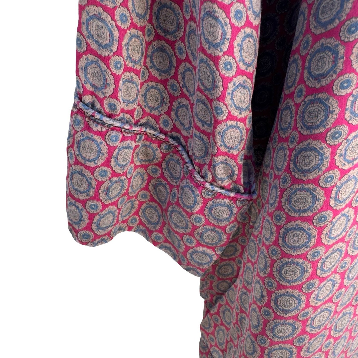 Robert Stock Vintage 90s Silk Pajama Shirt Bohemian Loungewear Medallion Mens L