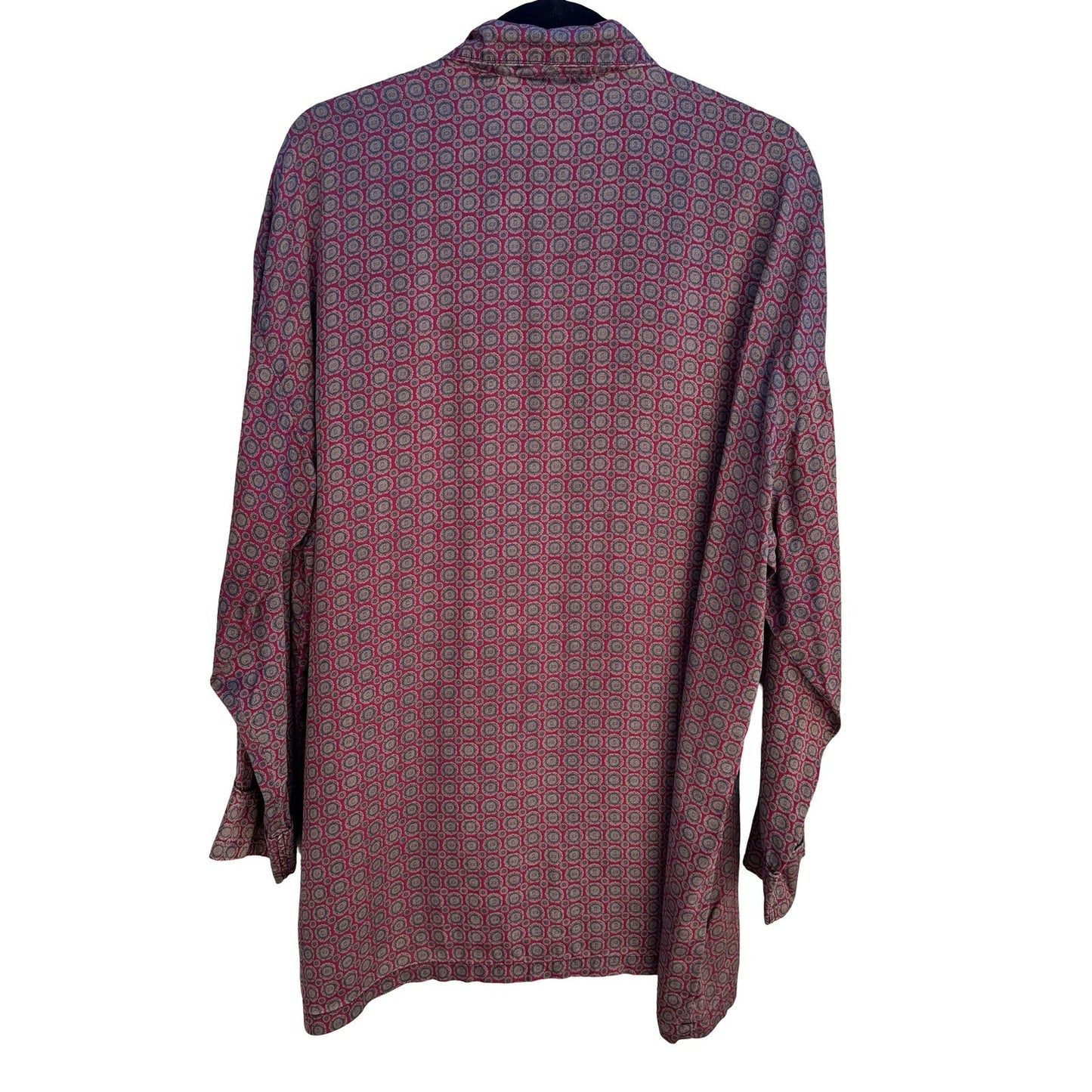 Robert Stock Vintage 90s Silk Pajama Shirt Bohemian Loungewear Medallion Mens L