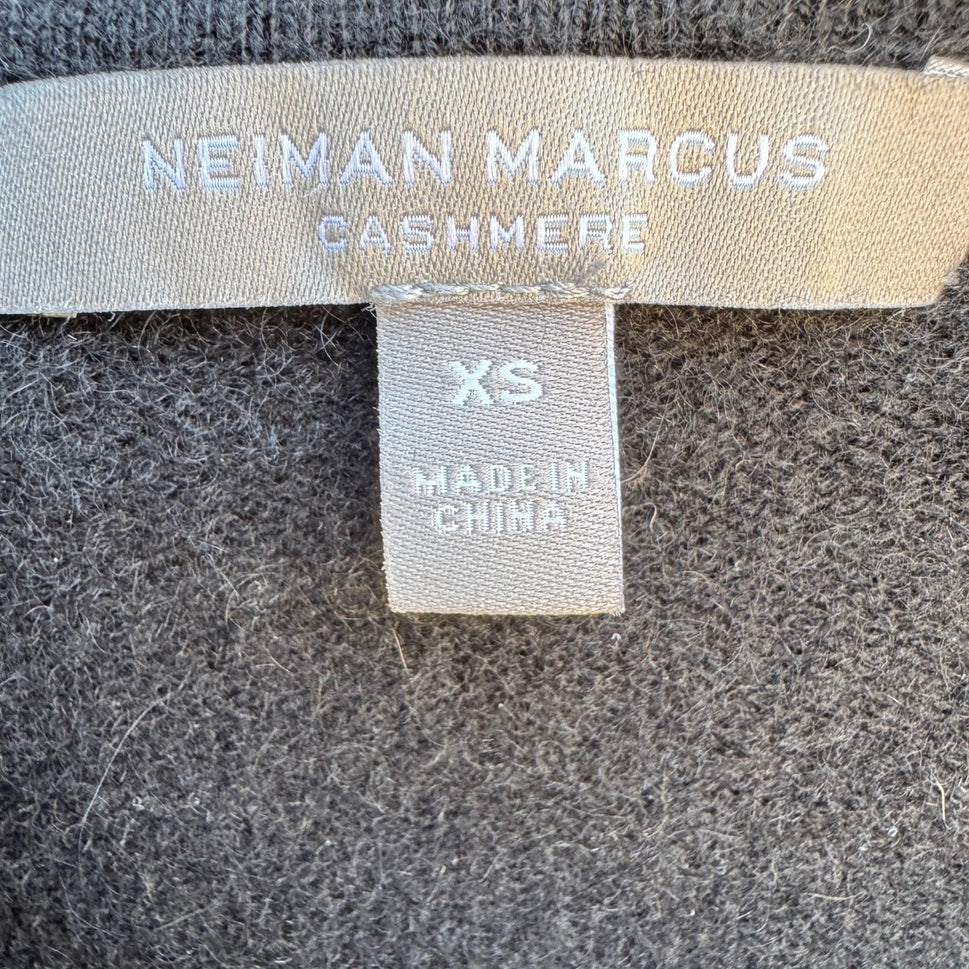 Neiman Marcus Cashmere Minimalist Quiet Luxury Full Zip Metallic Trim Hoodie XS