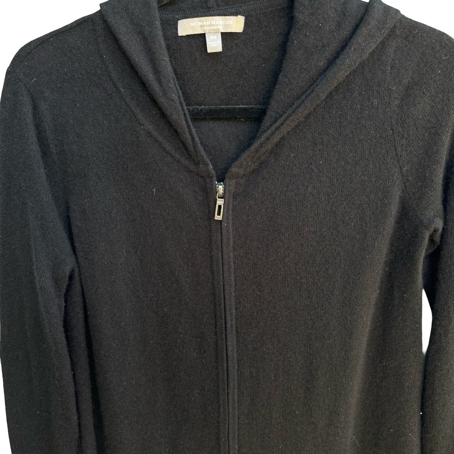 Neiman Marcus Cashmere Minimalist Quiet Luxury Full Zip Metallic Trim Hoodie XS