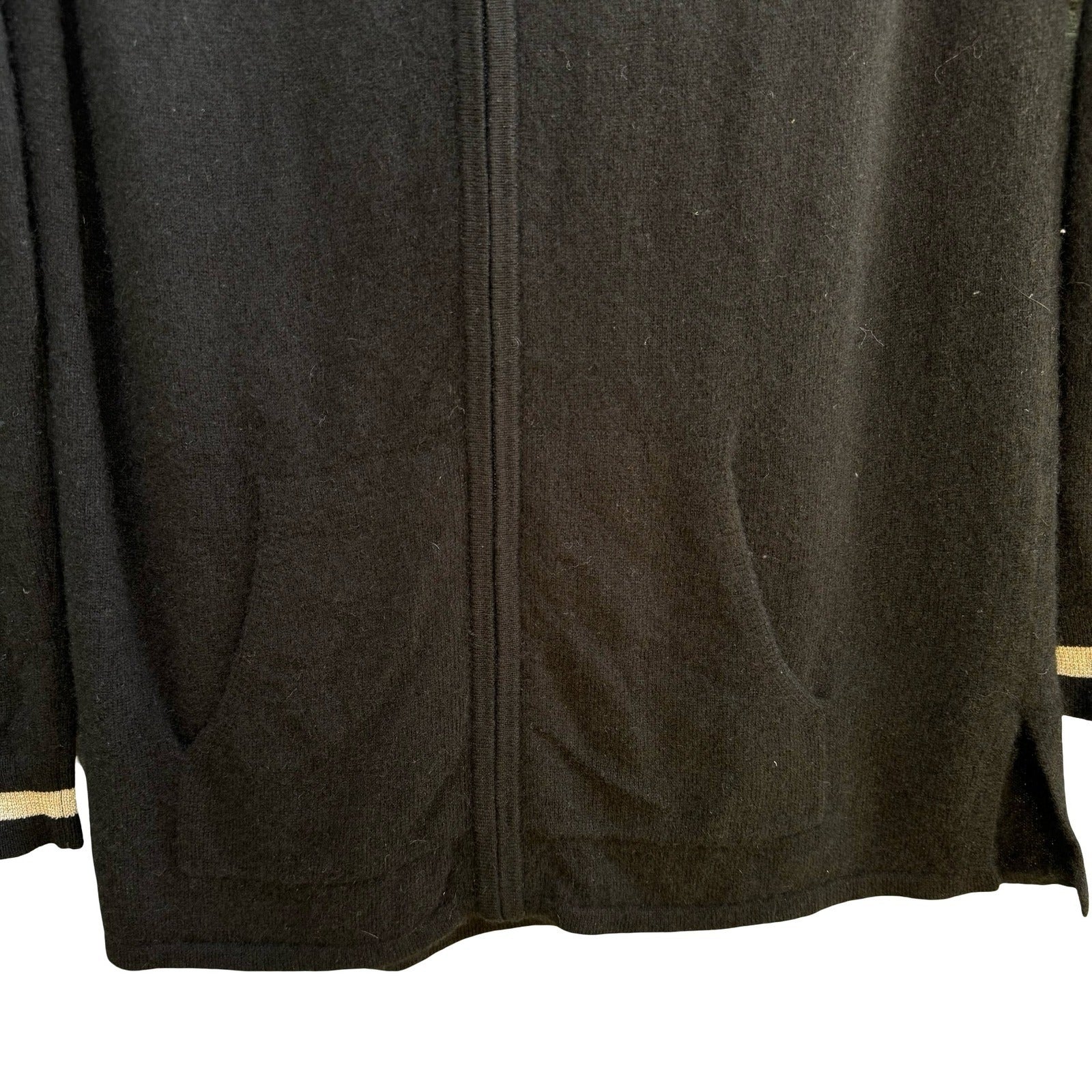 Neiman Marcus Cashmere Minimalist Quiet Luxury Full Zip Metallic Trim Hoodie XS