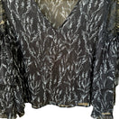 Switch Boho Dark Floral Whimsigoth Chiffon Romantic Sheer Lace Ruffle Bell Sleeve Top L 3 image