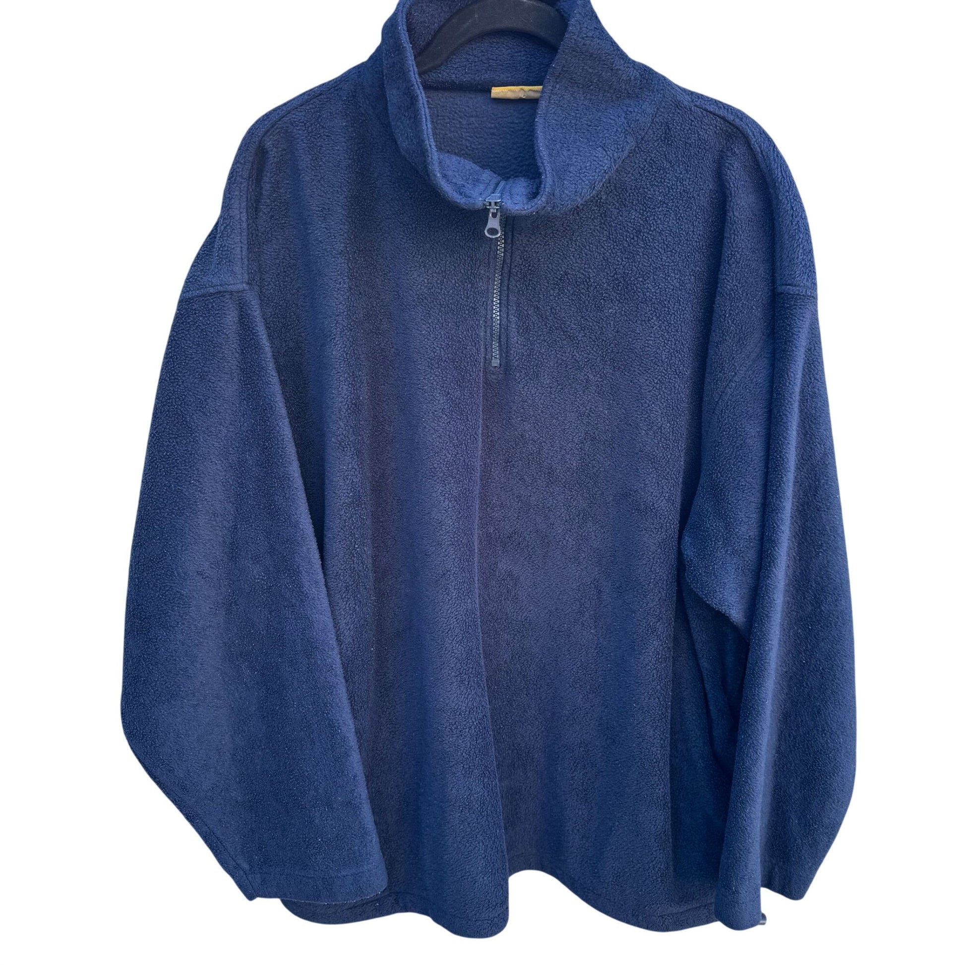 Blue Sky Navy 1/4 Zip Pullover Fleece Sweater XL Cozy Pocket Relaxed Fit Unisex