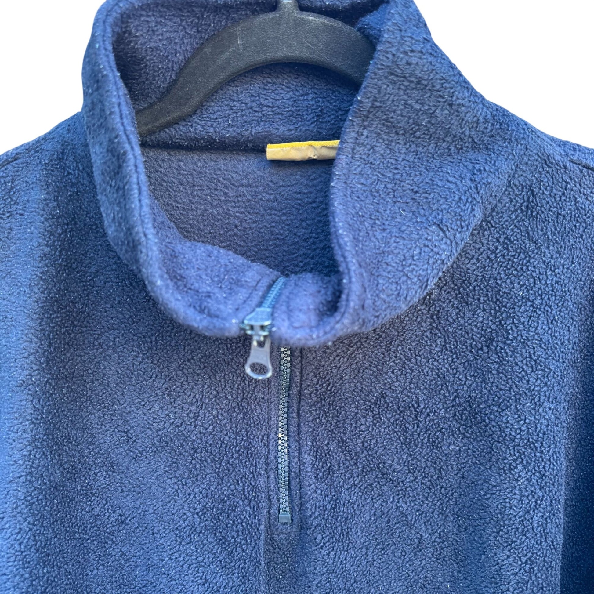 Blue Sky Navy 1/4 Zip Pullover Fleece Sweater XL Cozy Pocket Relaxed Fit Unisex