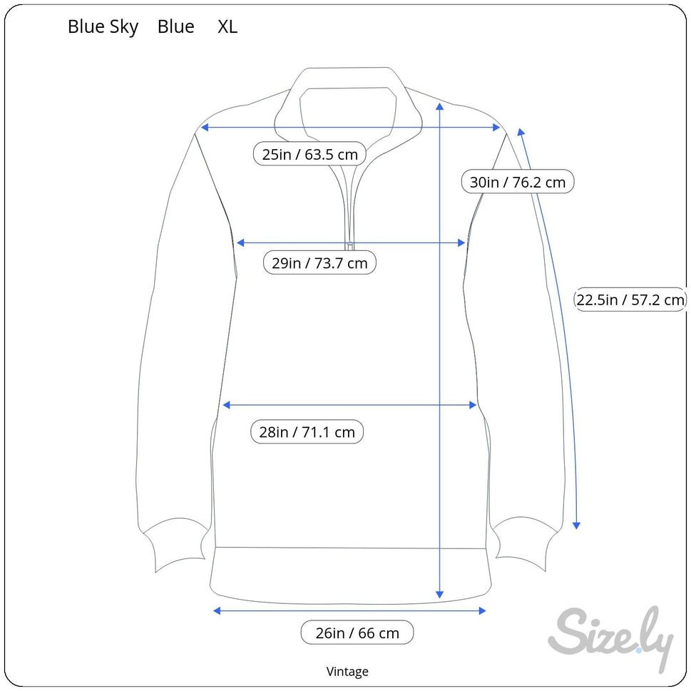 Blue Sky Navy 1/4 Zip Pullover Fleece Sweater XL Cozy Pocket Relaxed Fit Unisex