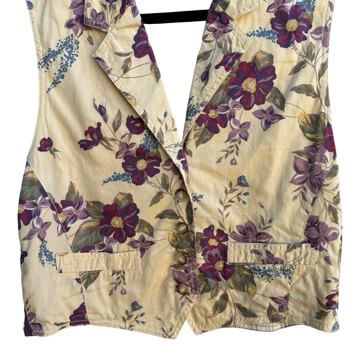 Liz Claiborne Vintage 90s Cottagecore Grandmacore Botanical Floral Cotton Vest S