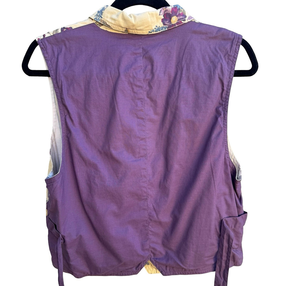 Liz Claiborne Vintage 90s Cottagecore Grandmacore Botanical Floral Cotton Vest S