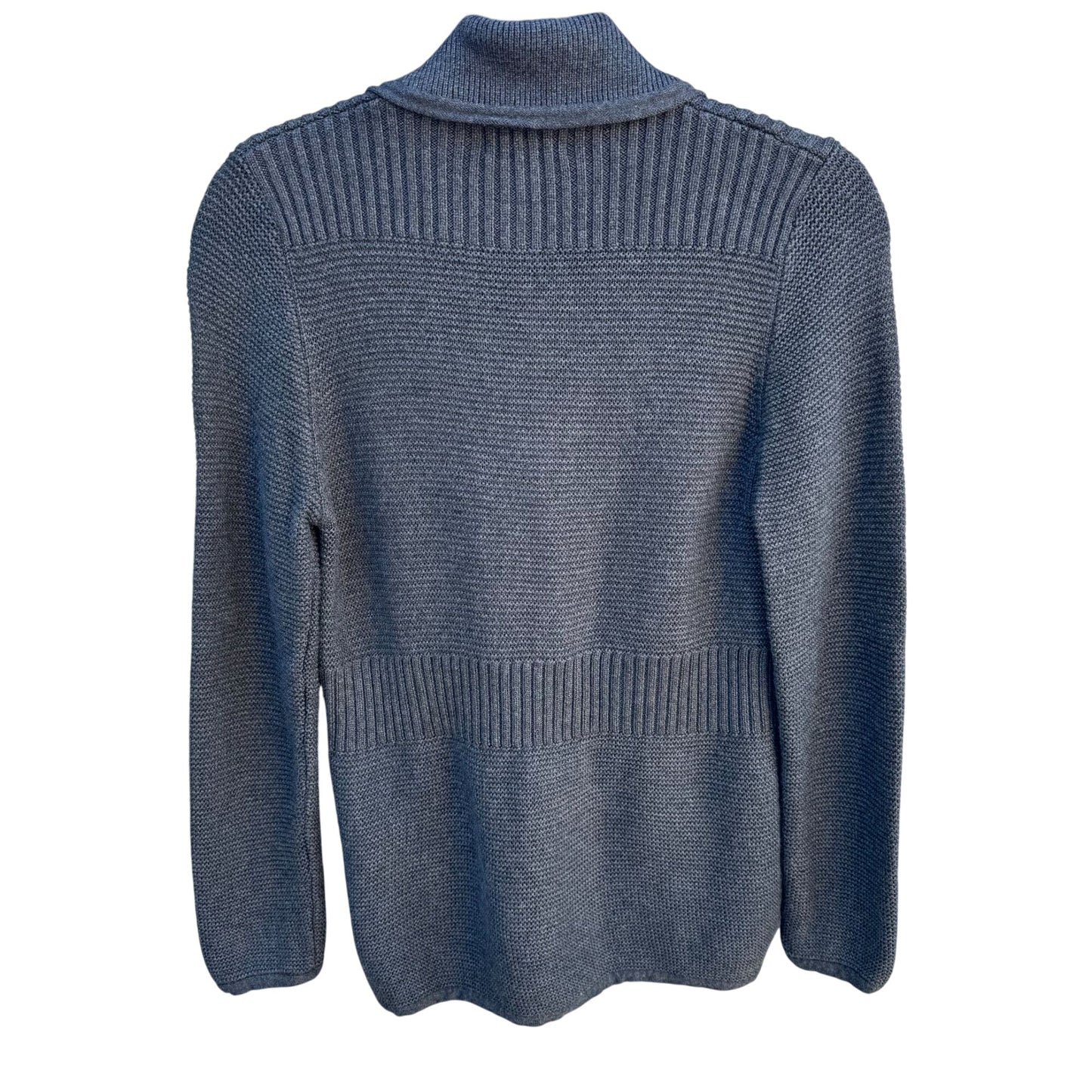 Sigrid Olsen Studio Gray Button-Up Cardigan With Ribbed Details & Pockets - XS