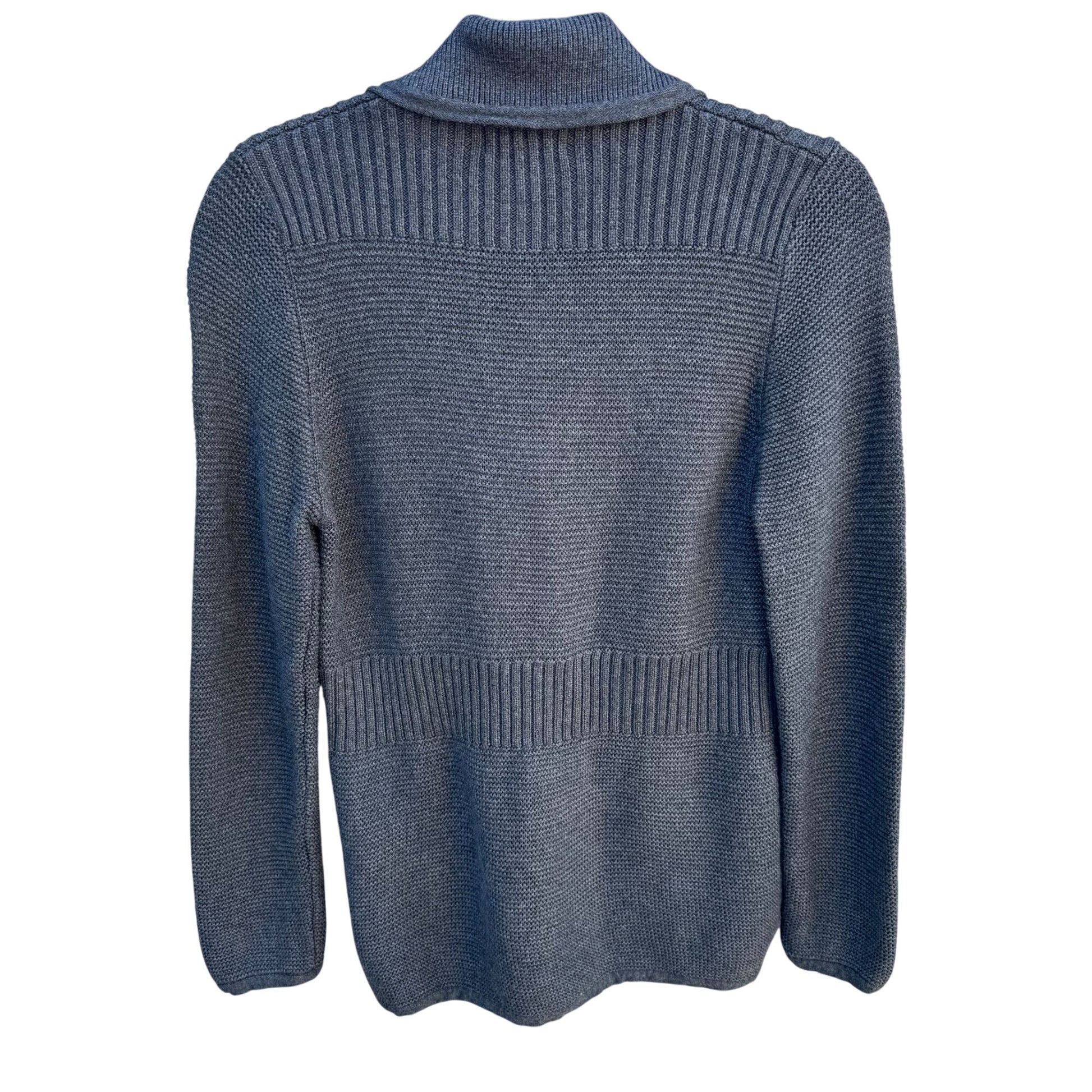 Sigrid Olsen Studio Gray Button-Up Cardigan With Ribbed Details & Pockets - XS