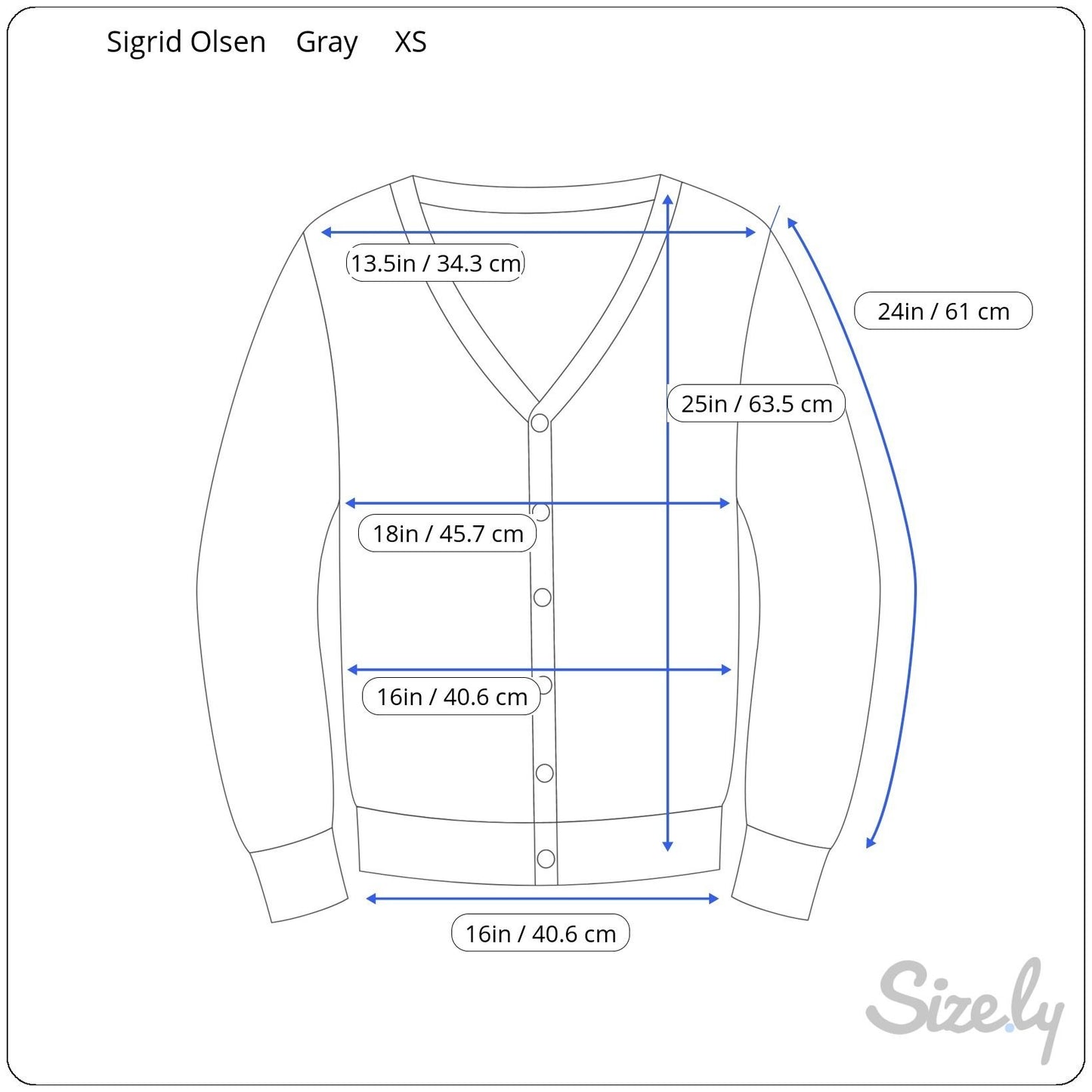 Sigrid Olsen Studio Gray Button-Up Cardigan With Ribbed Details & Pockets - XS