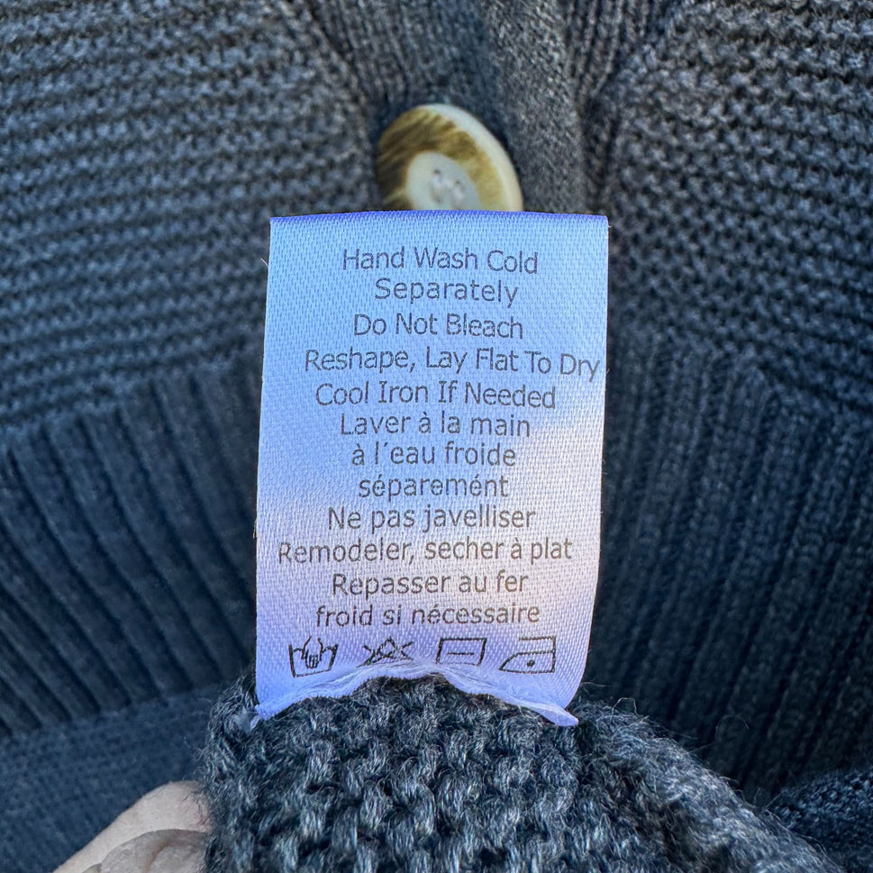 Sigrid Olsen Studio Gray Button-Up Cardigan With Ribbed Details & Pockets - XS