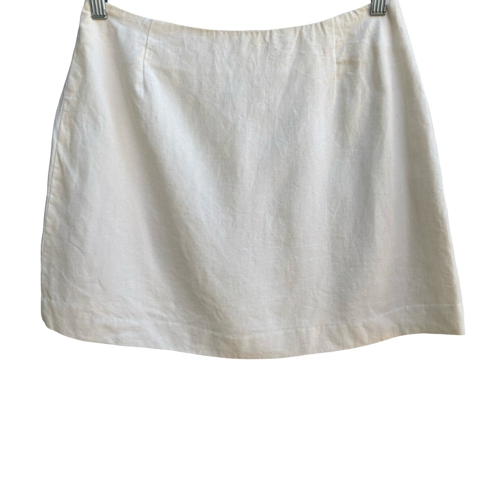 Ann Tjian Kenar Vintage 90s 100% Linen Minimalist Coastal Micro Mini Skirt 12