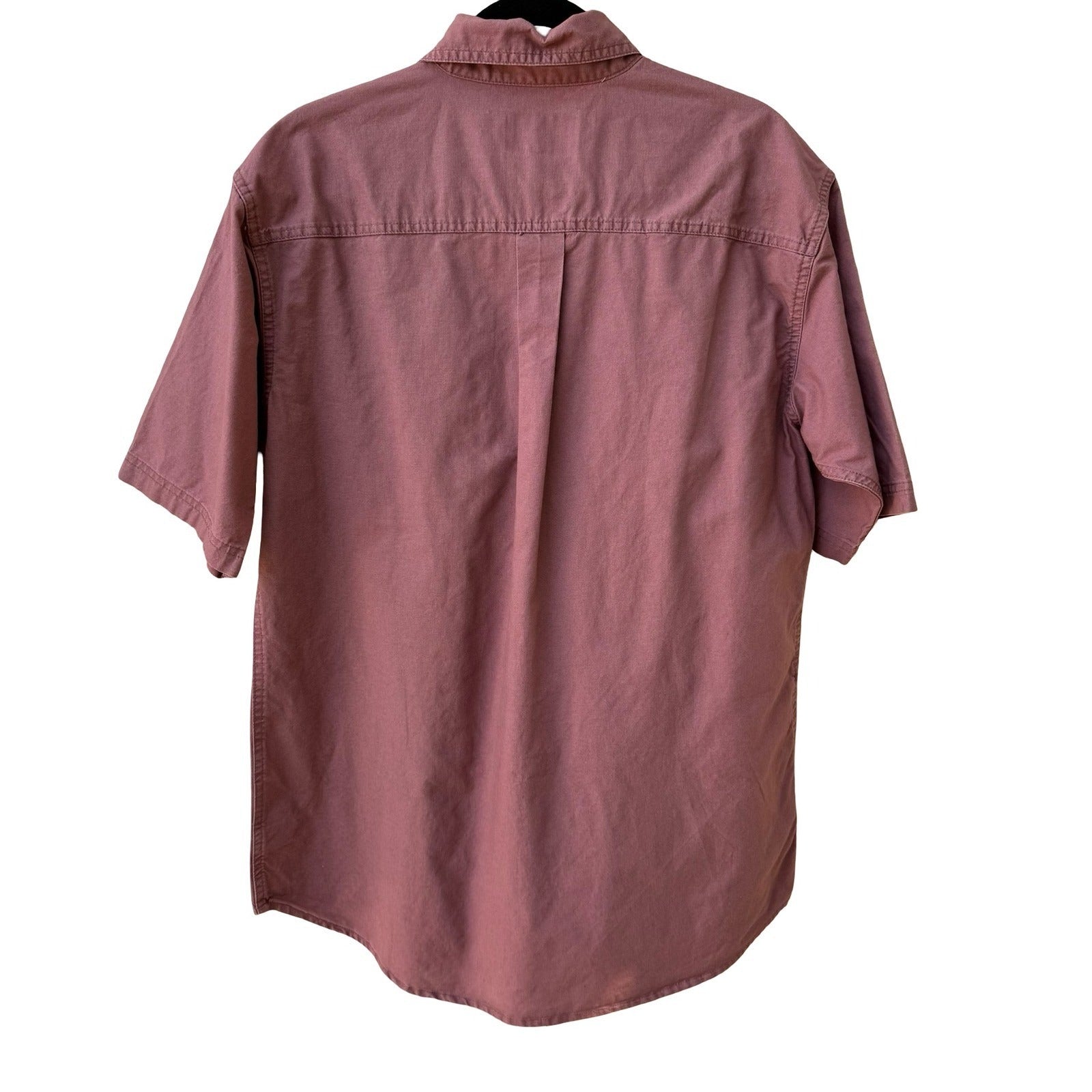 RedHead Mens Short Sleeve Utility Button Down Shirt Mauve Medium Dual Pockets