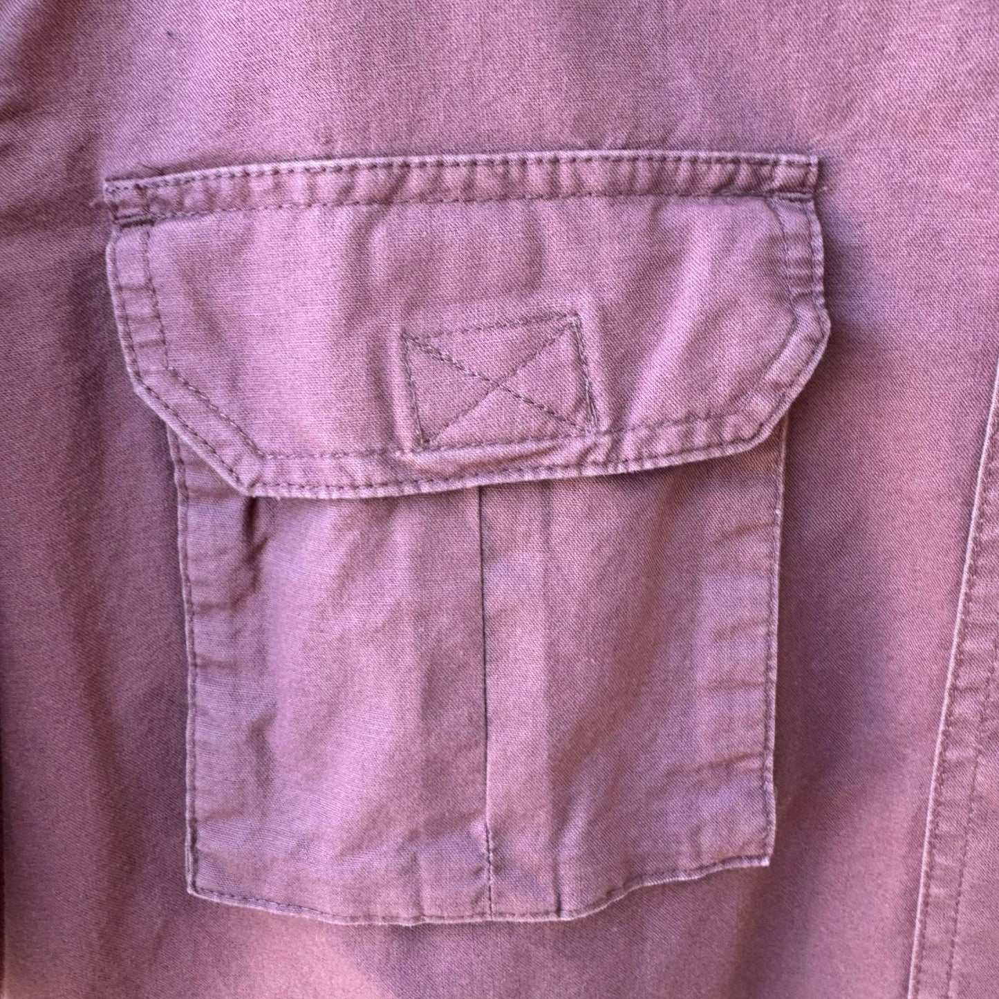 RedHead Mens Short Sleeve Utility Button Down Shirt Mauve Medium Dual Pockets