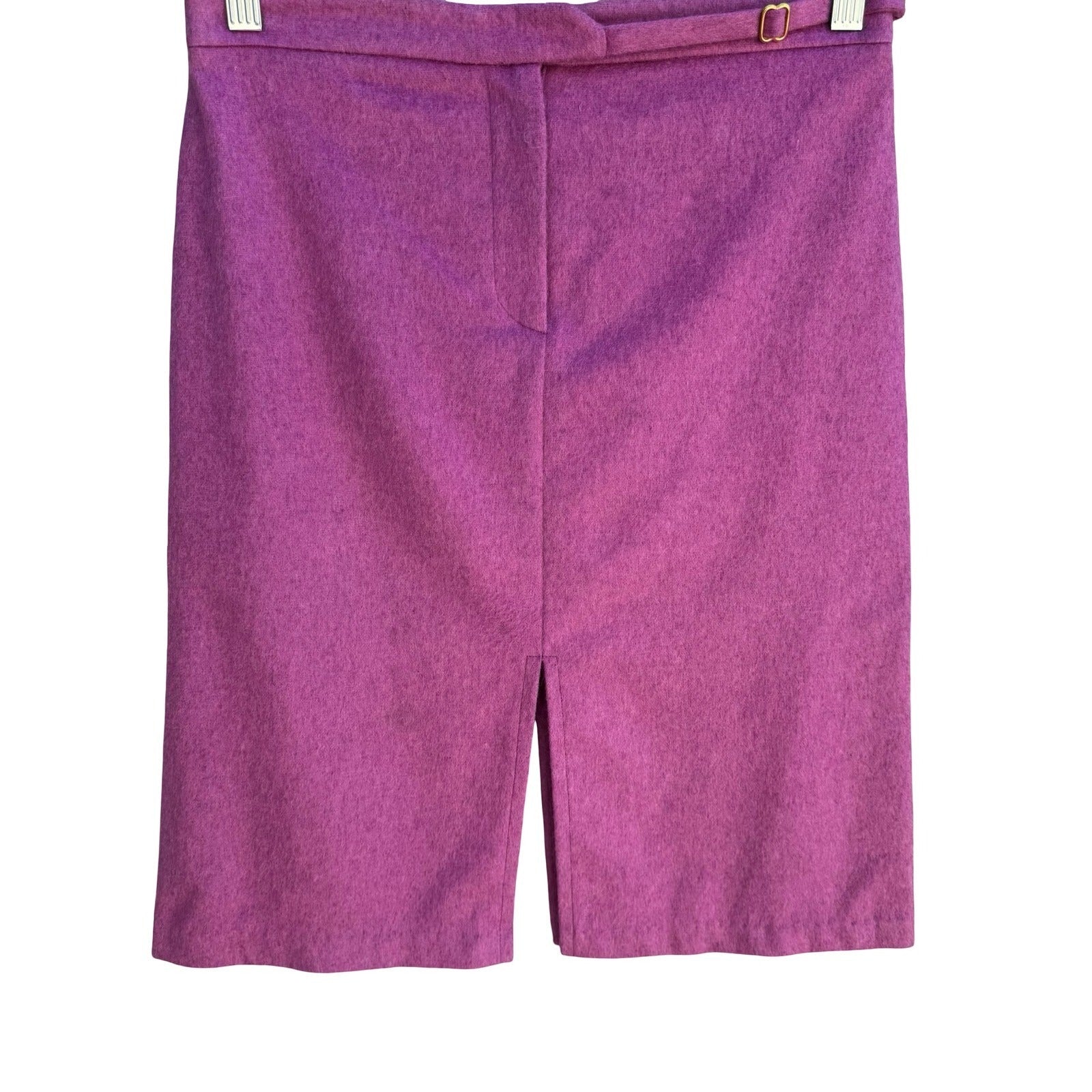 Fidel Y2K Magenta Wool Tailored Pencil Skirt Buckle Belted Dual Slit Preppy M