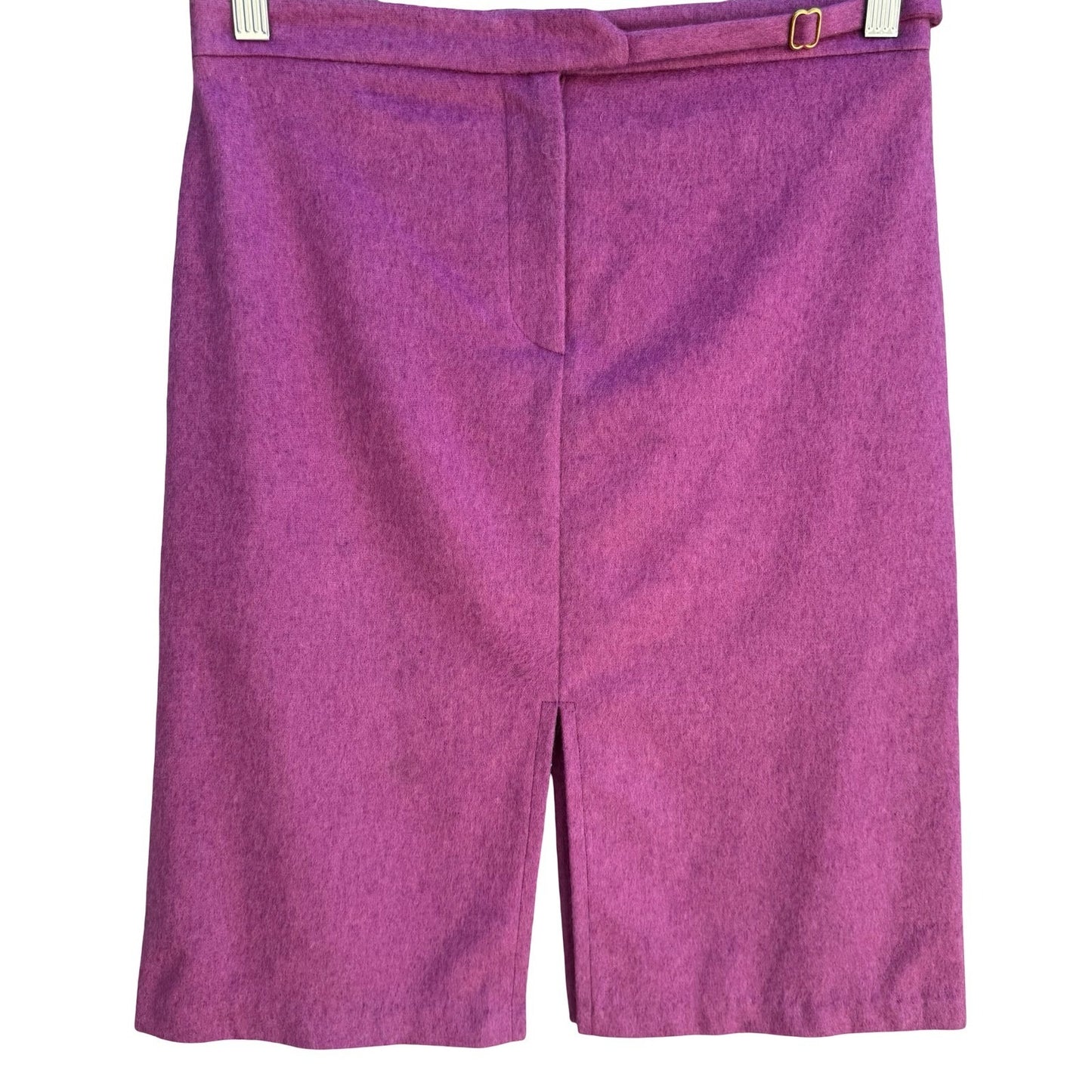 Fidel Y2K Magenta Wool Tailored Pencil Skirt Buckle Belted Dual Slit Preppy M