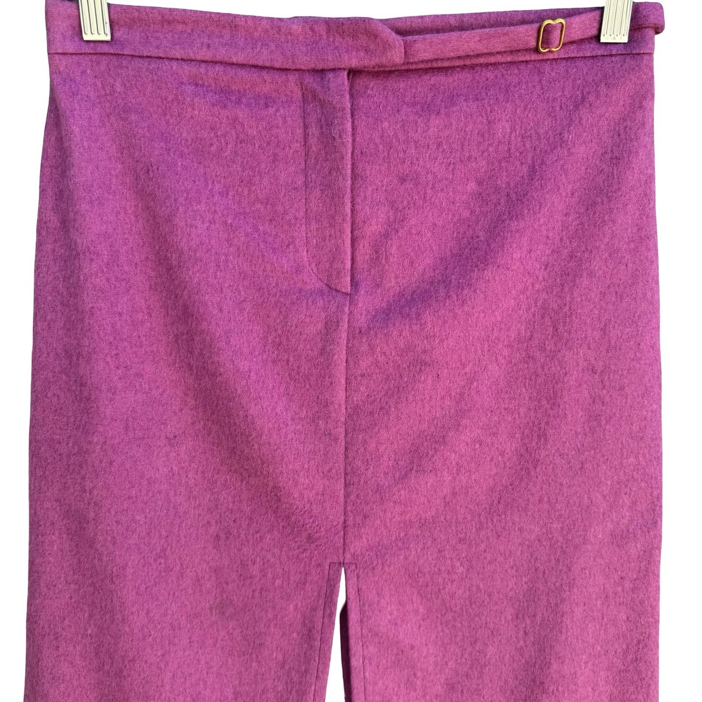 Fidel Y2K Magenta Wool Tailored Pencil Skirt Buckle Belted Dual Slit Preppy M