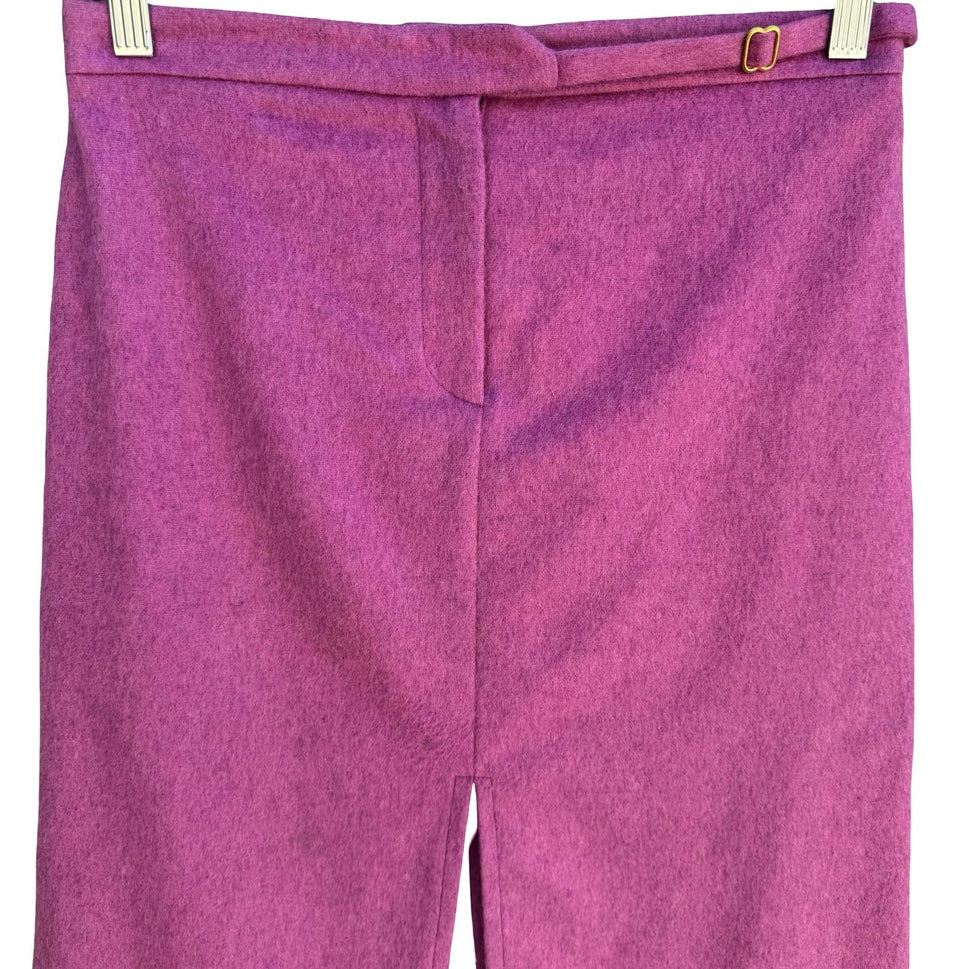 Fidel Y2K Magenta Wool Tailored Pencil Skirt Buckle Belted Dual Slit Preppy M