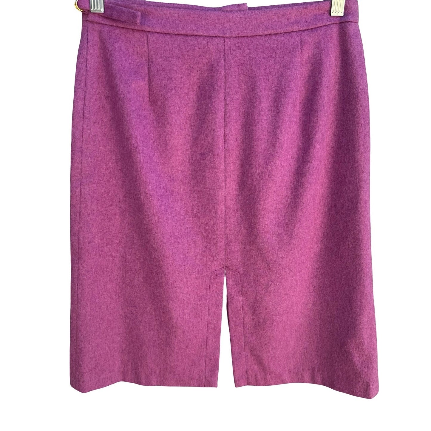 Fidel Y2K Magenta Wool Tailored Pencil Skirt Buckle Belted Dual Slit Preppy M