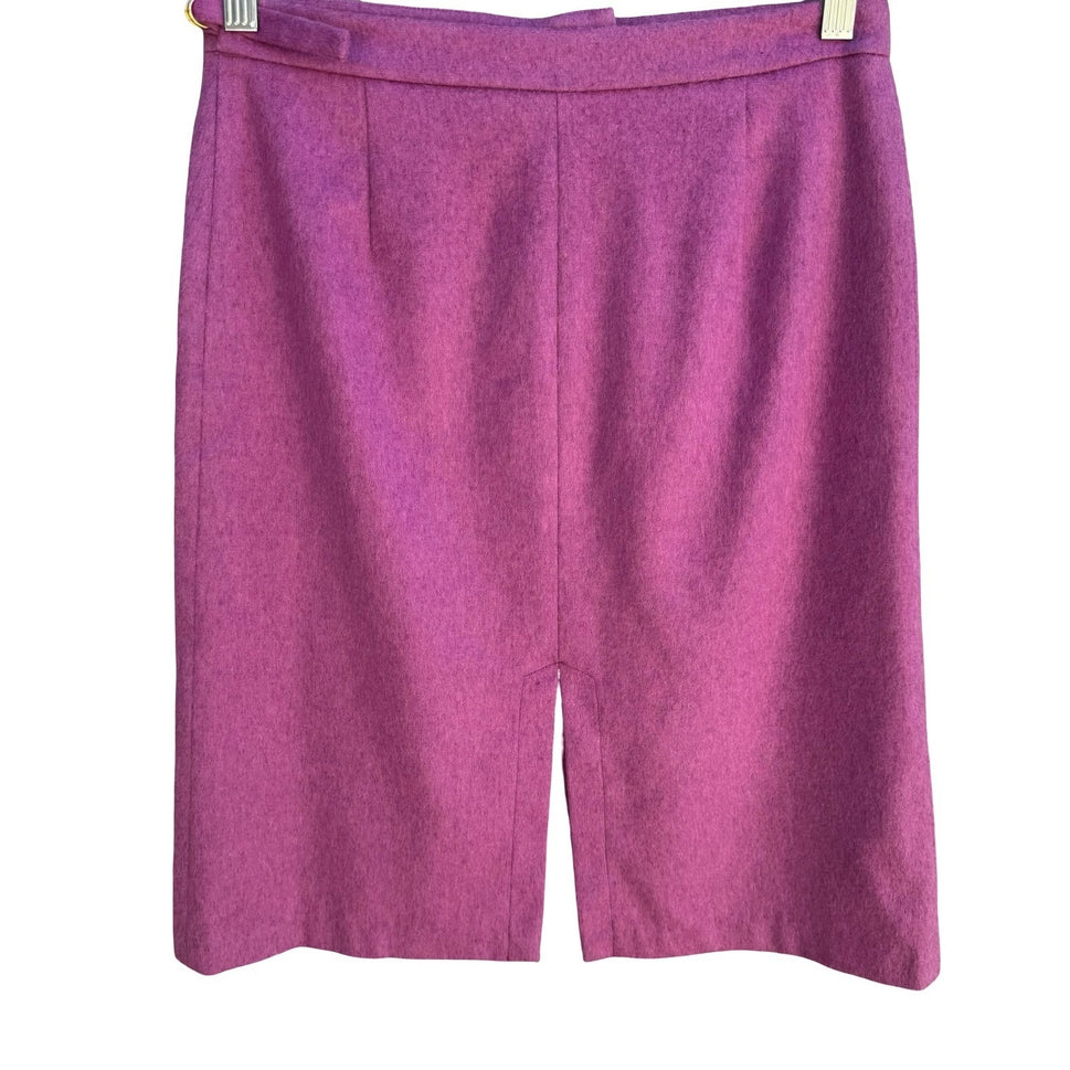 Fidel Y2K Magenta Wool Tailored Pencil Skirt Buckle Belted Dual Slit Preppy M