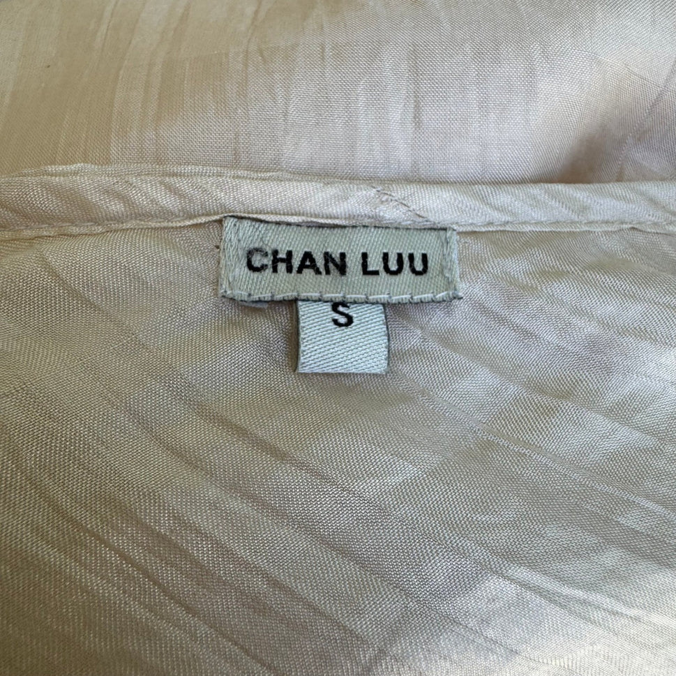 Chan Luu Y2K Silk Ethereal Fairycore Ballet Crinkle Halter Midi Dress Back Bow S