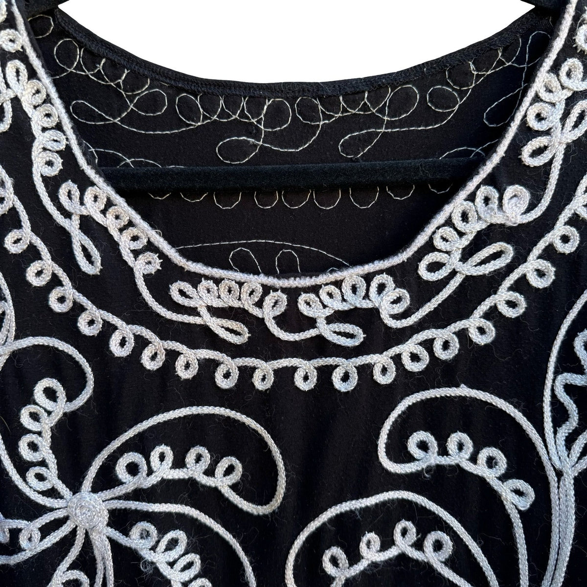 Boho Gypsy Whimsigoth Art To Wear Metallic Soutache Embroidered Blouse Black 3X
