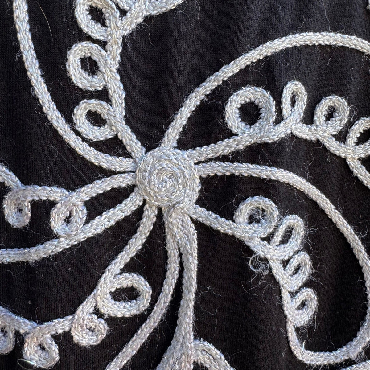 Boho Gypsy Whimsigoth Art To Wear Metallic Soutache Embroidered Blouse Black 3X