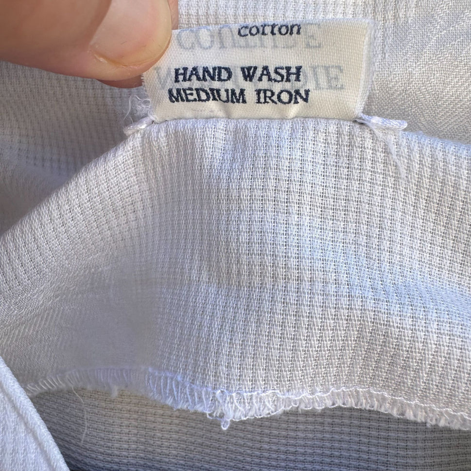 Neiman Marcus Vintage Womens French Cotton V Neck Cropped Peplum Hem Blouse 10