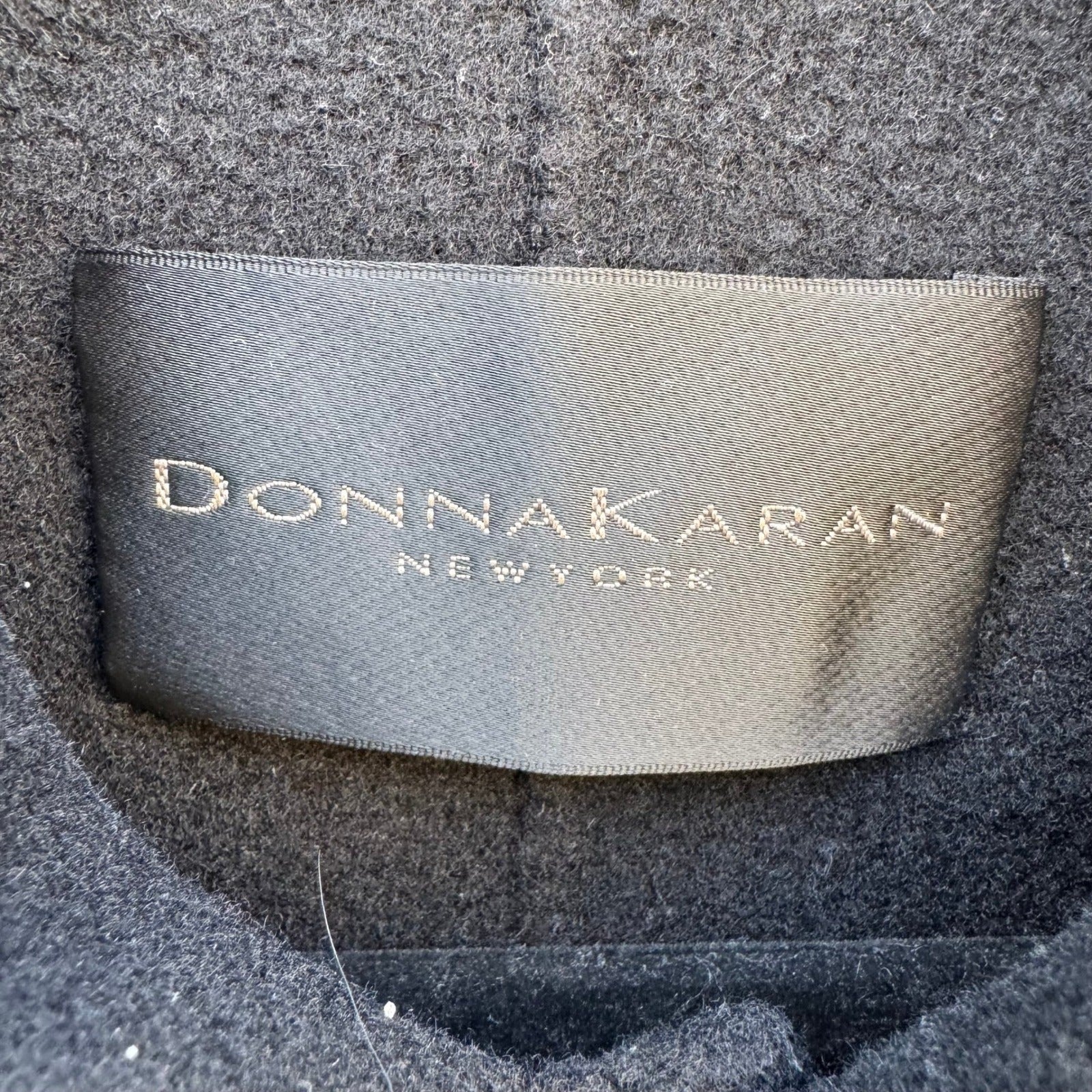 Donna Karan New York Mens Wool Blend Car Coat Black Hidden Button Overcoat Med