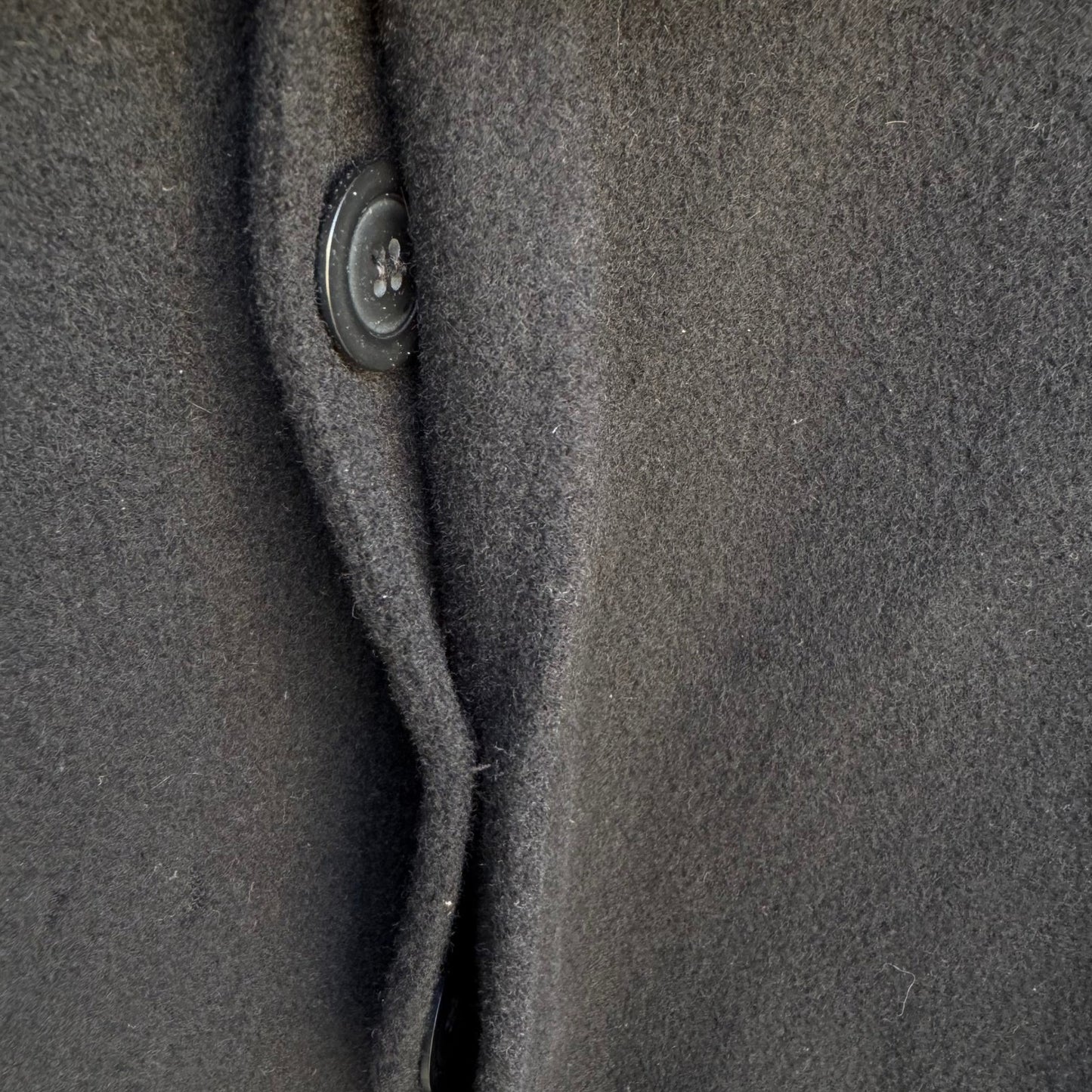 Donna Karan New York Mens Wool Blend Car Coat Black Hidden Button Overcoat Med