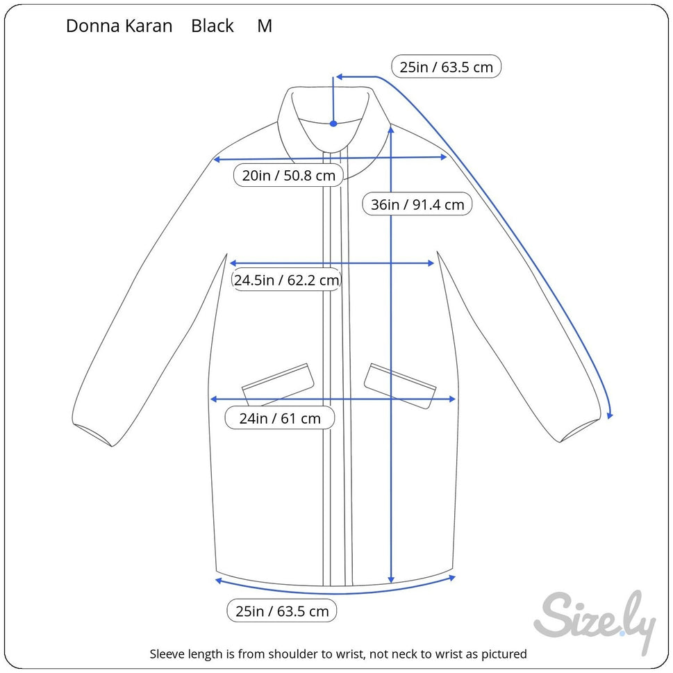 Donna Karan New York Mens Wool Blend Car Coat Black Hidden Button Overcoat Med