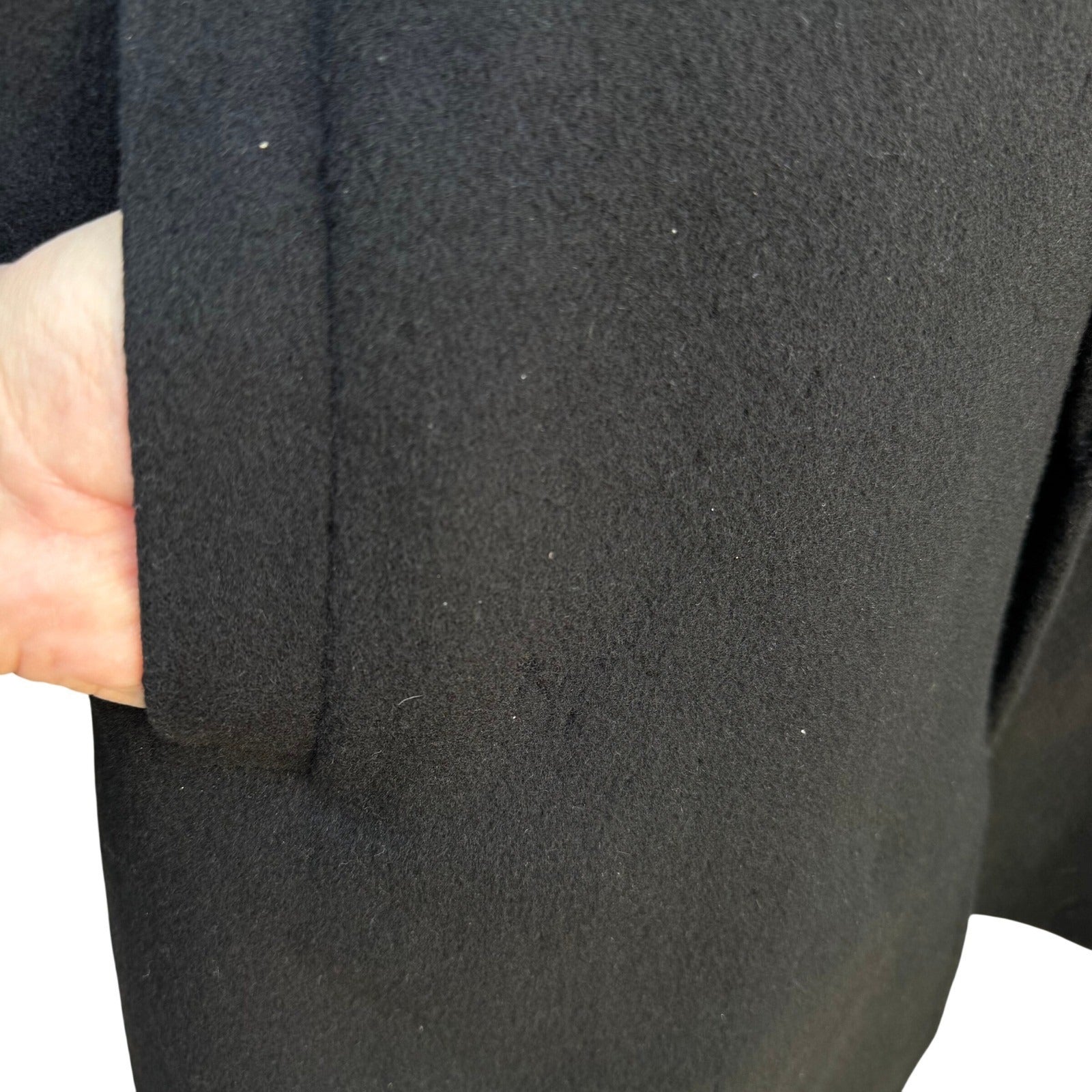 Donna Karan New York Mens Wool Blend Car Coat Black Hidden Button Overcoat Med