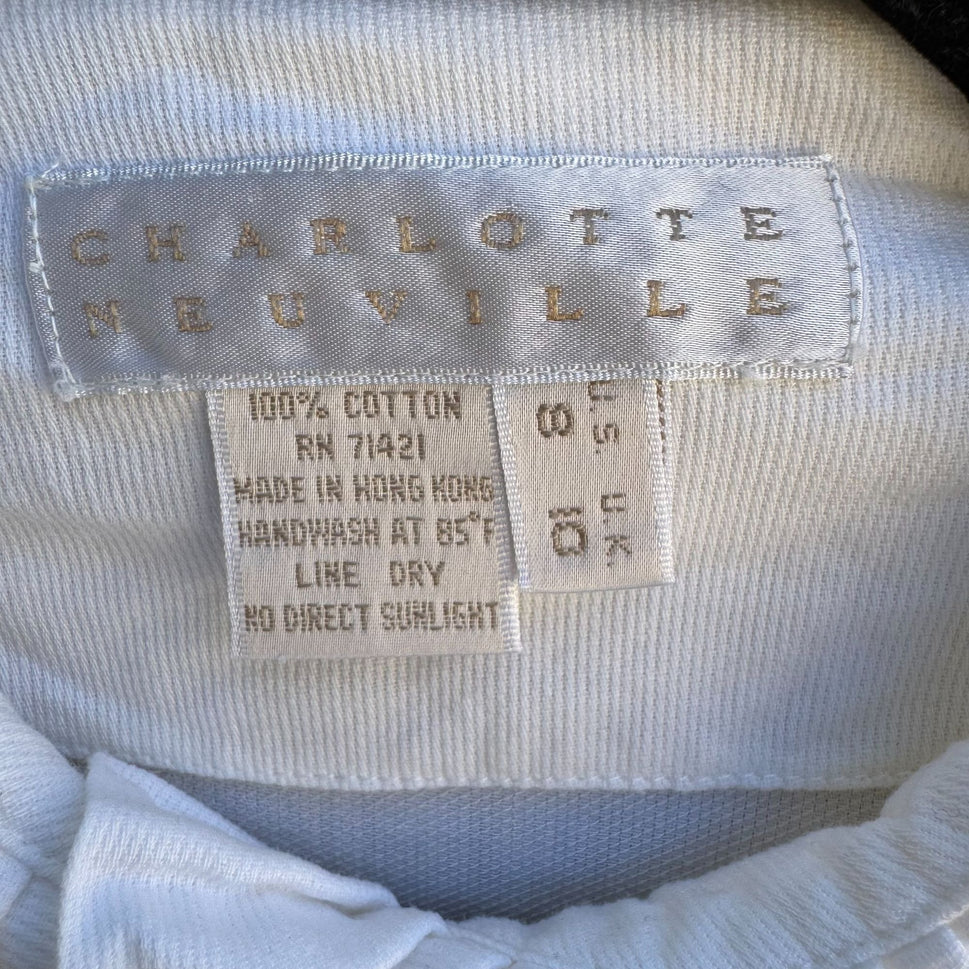 Charlotte Neuville Womens Edwardian White Ruffle Collar Hem Button-Up Blouse 8