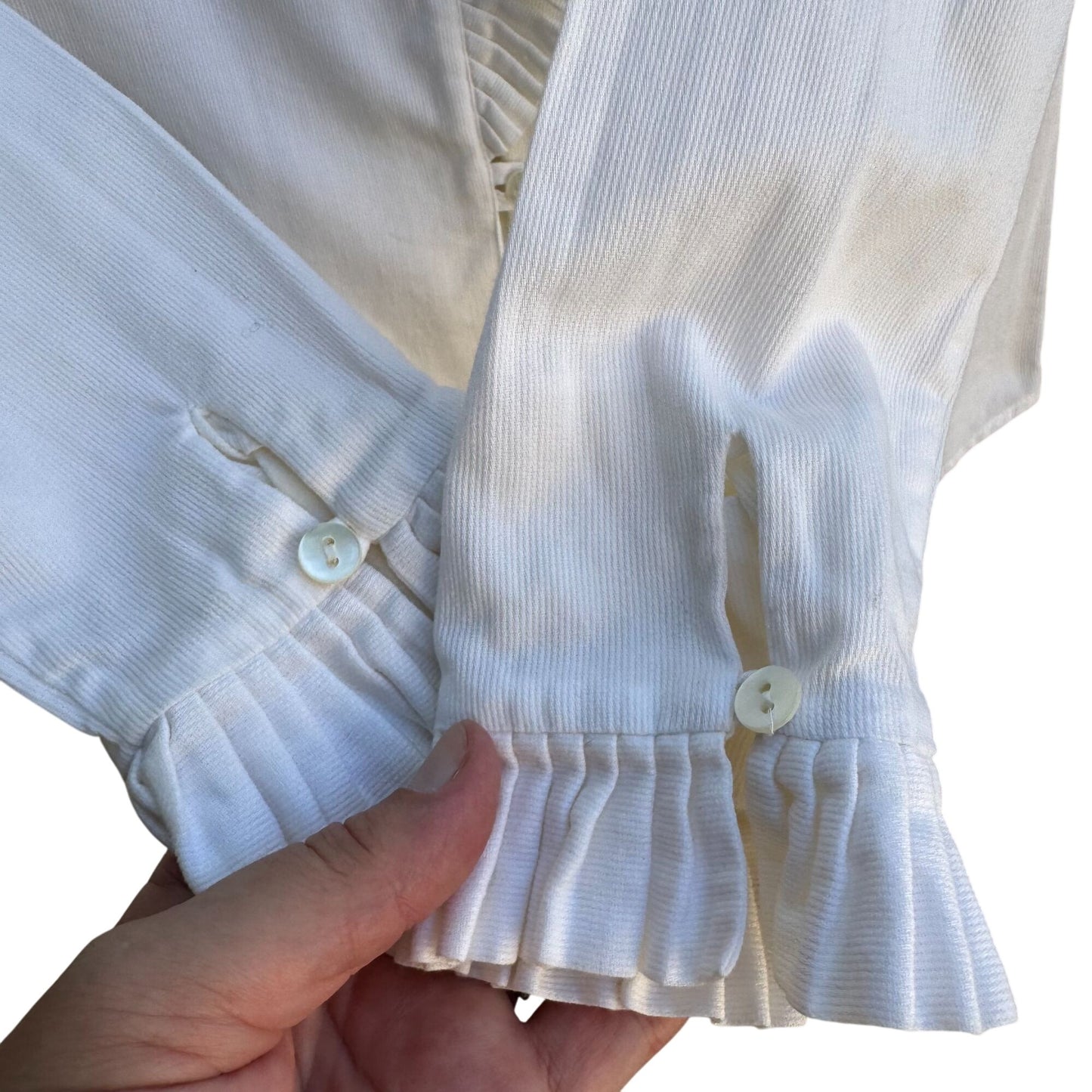 Charlotte Neuville Womens Edwardian White Ruffle Collar Hem Button-Up Blouse 8
