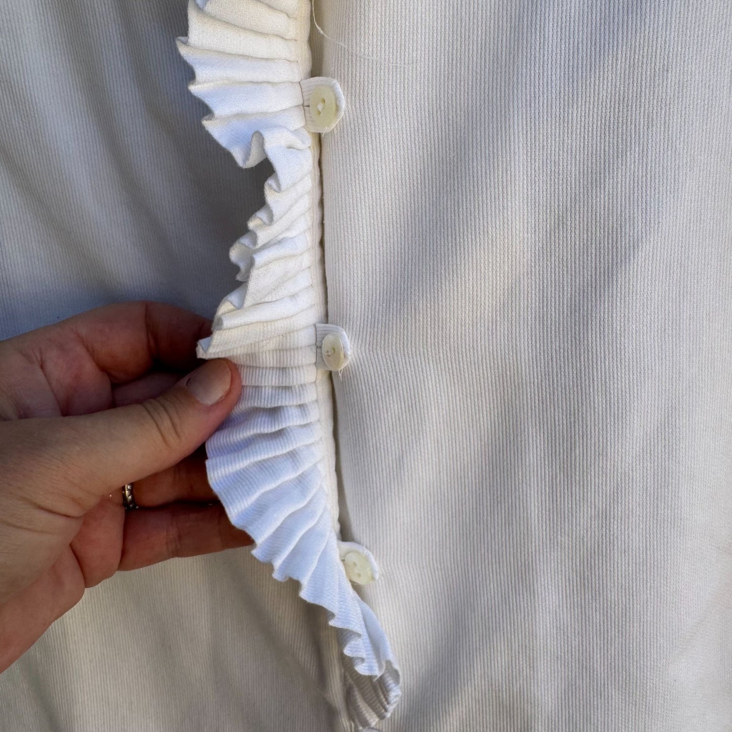 Charlotte Neuville Womens Edwardian White Ruffle Collar Hem Button-Up Blouse 8