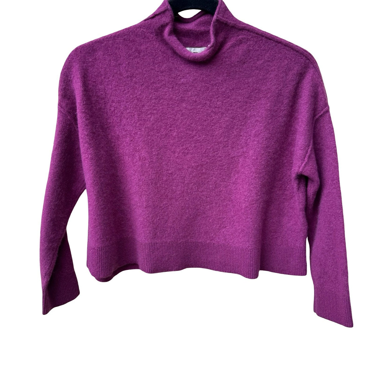 Pilcro 100% Cashmere Quiet Luxury Soft Girl Mock Neck Cropped Sweater Magenta XS