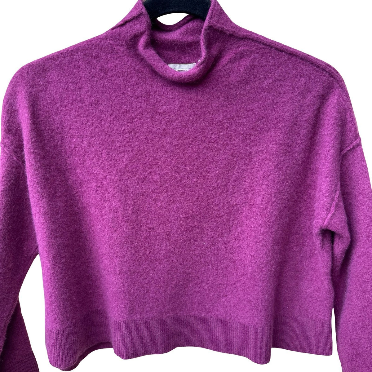 Pilcro 100% Cashmere Quiet Luxury Soft Girl Mock Neck Cropped Sweater Magenta XS
