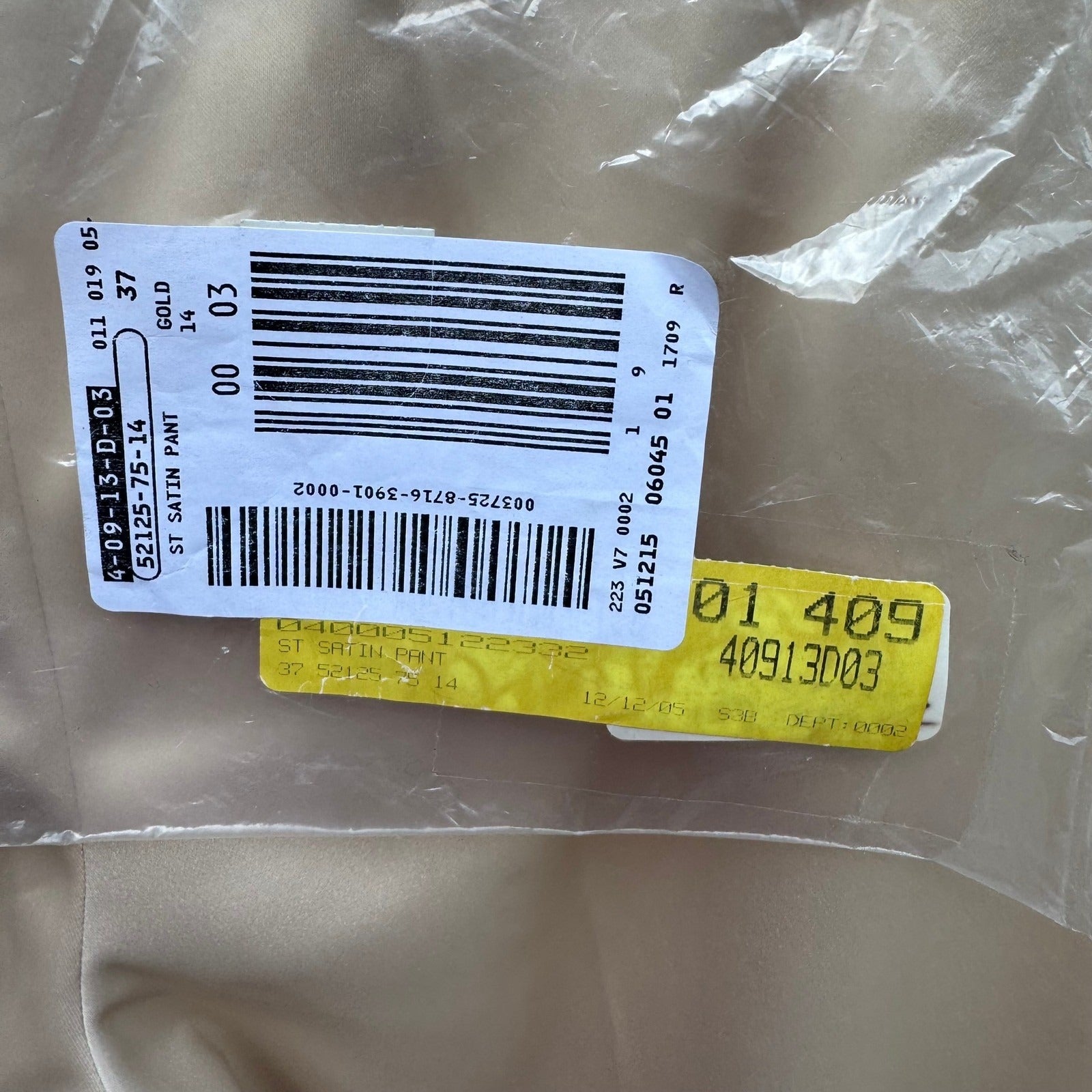 Bloomingdales Chic Quiet Luxury Satin Minimalist Evening Dress Pants Gold 14 NEW