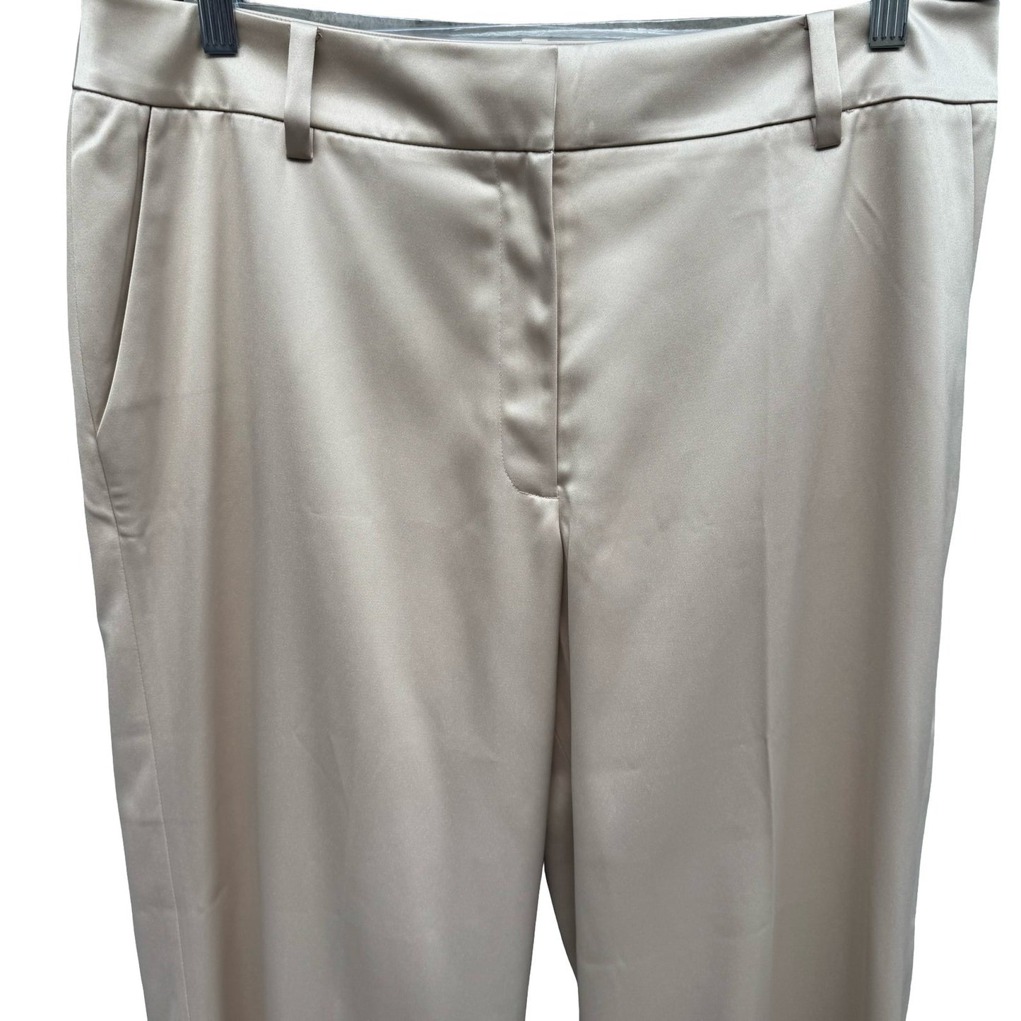 Bloomingdales Chic Quiet Luxury Satin Minimalist Evening Dress Pants Gold 14 NEW