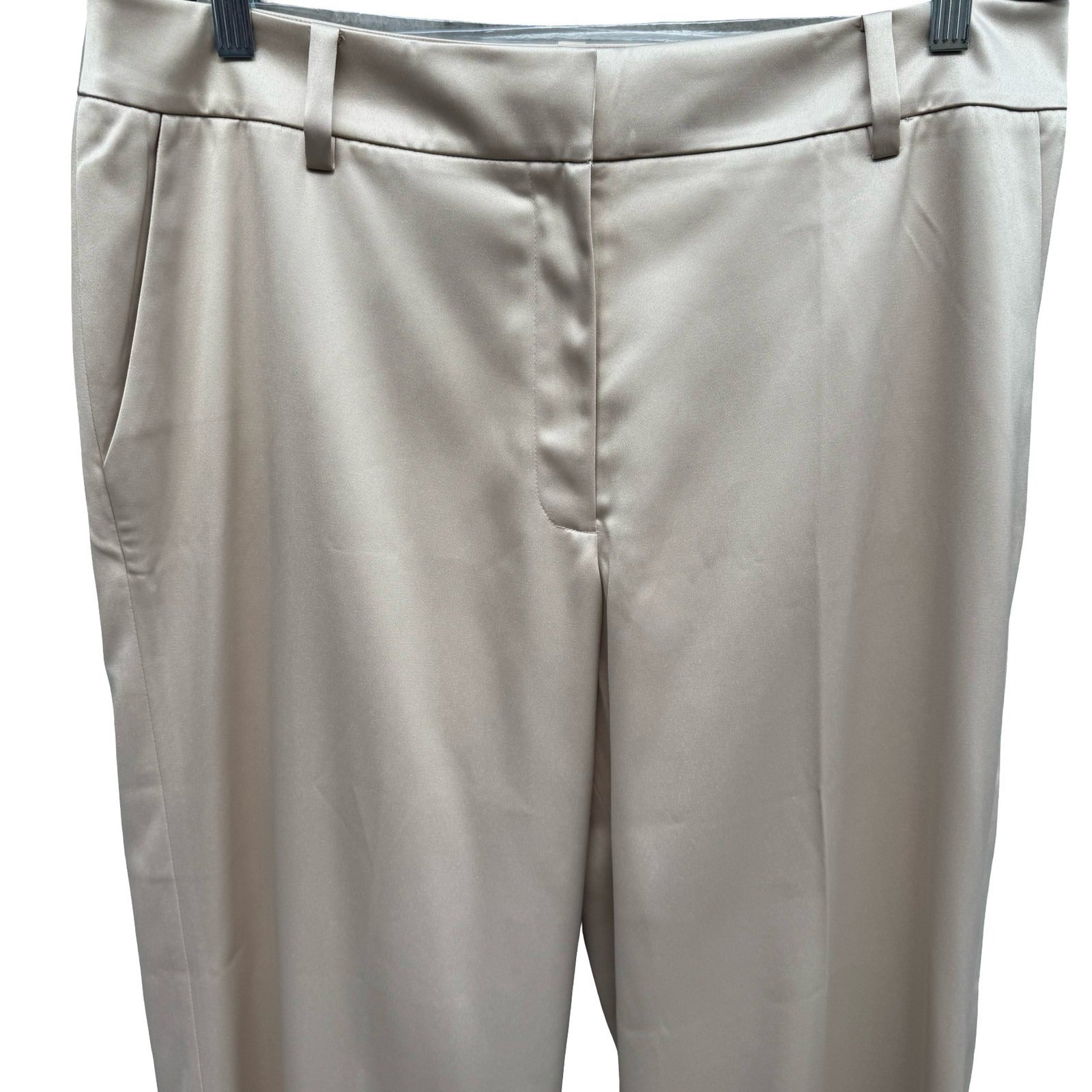 Bloomingdales Chic Quiet Luxury Satin Minimalist Evening Dress Pants Gold 14 NEW